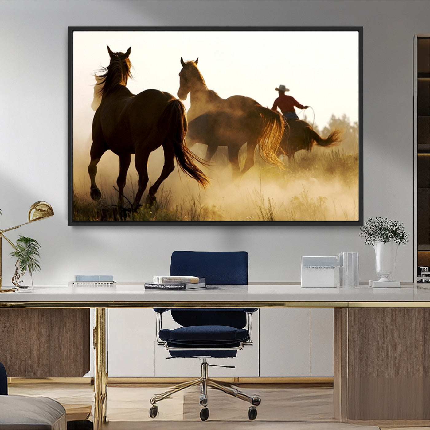 MGV-FC-36X24 - Horses and Cowboys Wall Art Canvas Print