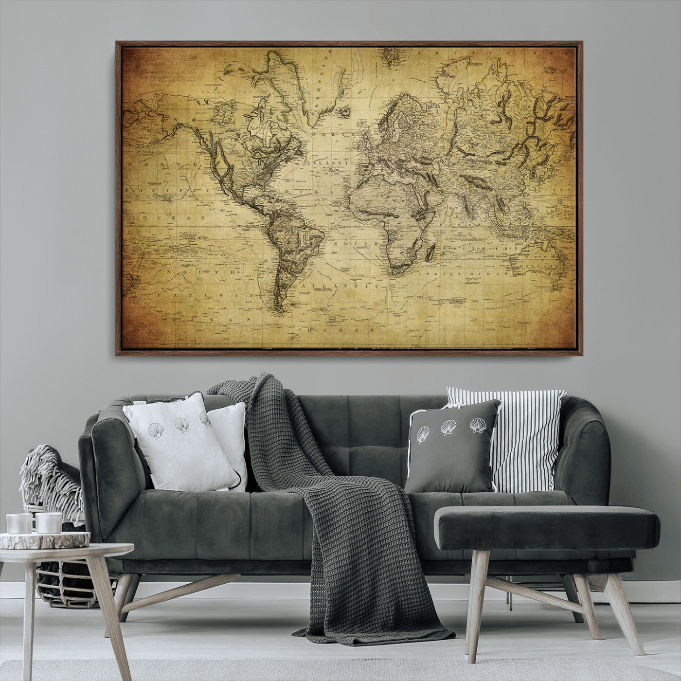 MGV-FC-36X24 - Push Pin World Map Canvas Print – Framed Wall Art for Couples to Track Their Travels – Anniversary