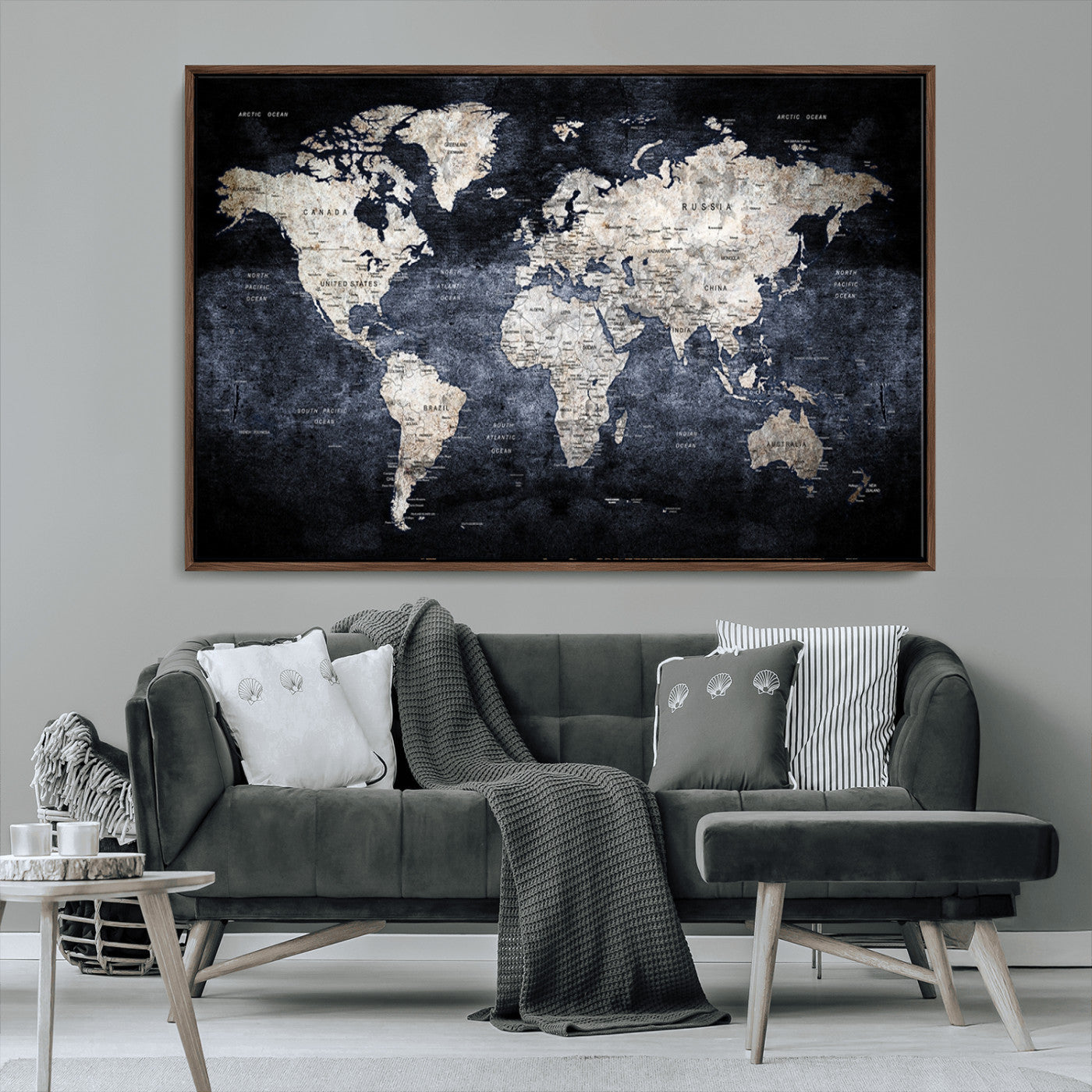 MGV-FC-36X24 - World Map Wall Art Canvas Print for Home and Office Decor