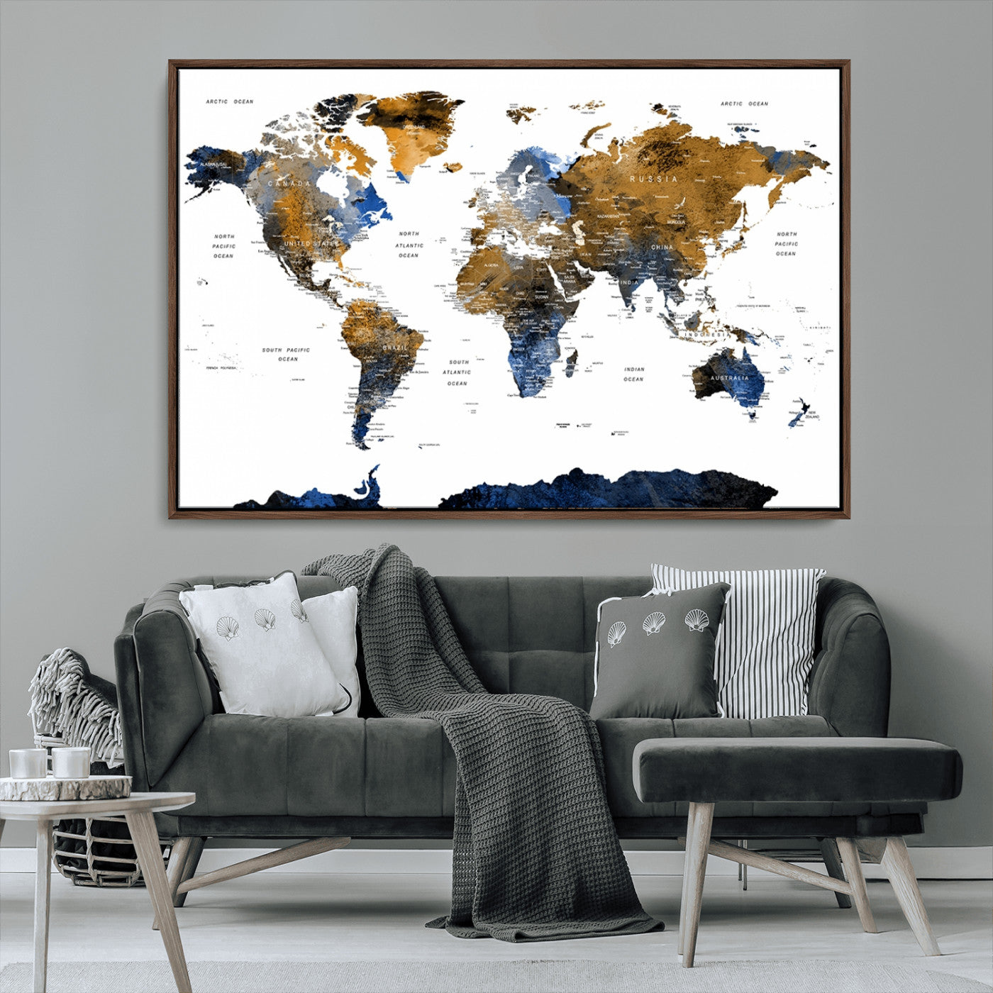 MGV-FC-36X24 - World Map Wall Art Canvas Print for Home and Office Decor