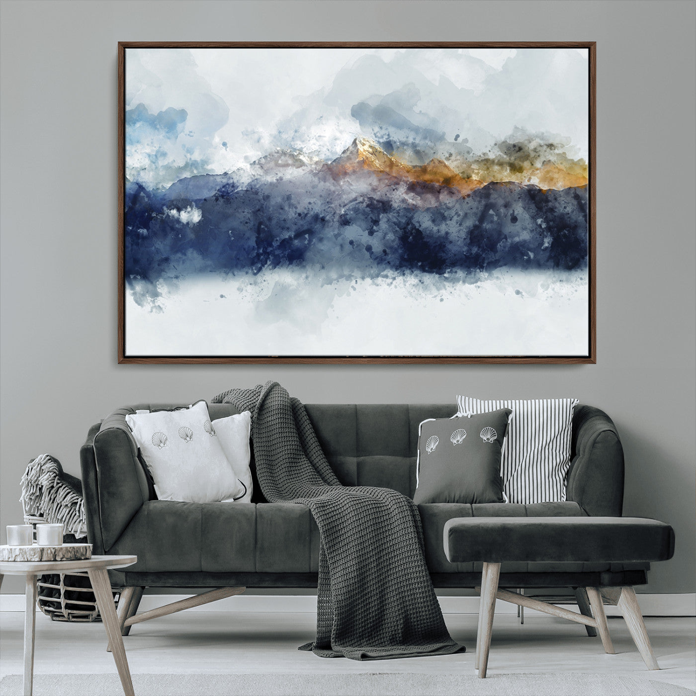 89149-MGV-CV-36X24-Abstract Mountain Range Art Canvas Print | 3 Panel Watercolor Landscape for Living Room, Office, or Bedroom | Large Ready-to-Hang Artwork