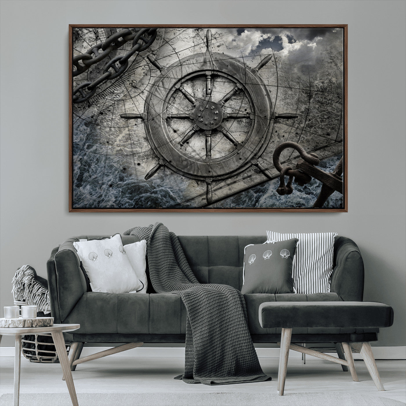 MGV-FC-36X24 - Ship Steering Wheel Vintage Wall Art Canvas Print