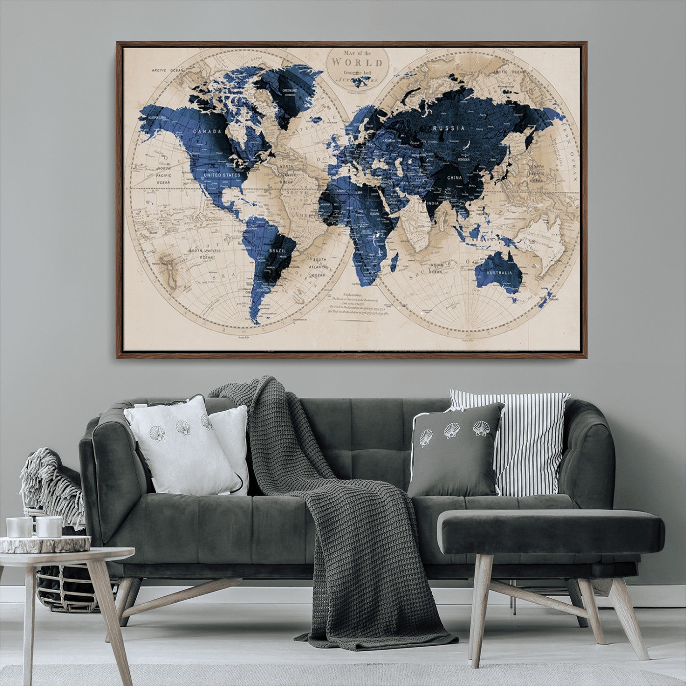 MGV-FC-36X24 - World Map Wall Art Canvas Print for Home and Office Decor