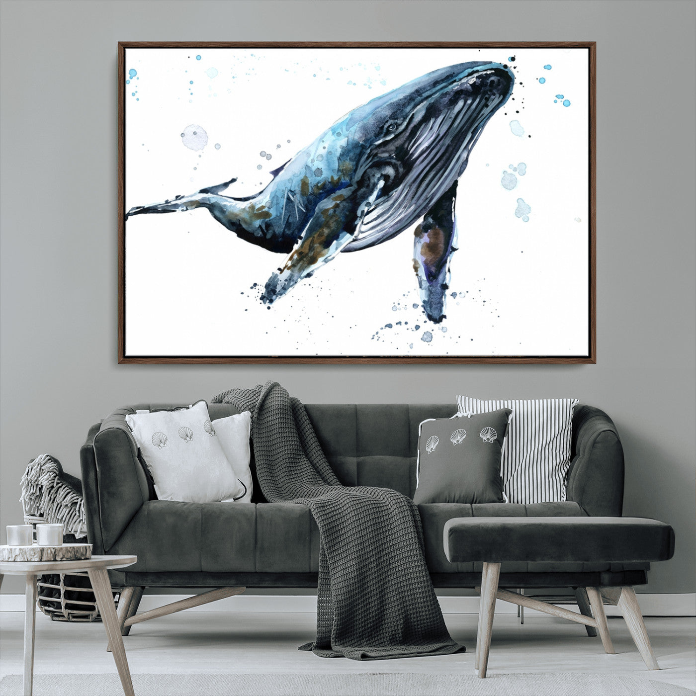 MGV-FC-36X24 - Watercolor Whale Wall Art Canvas Print