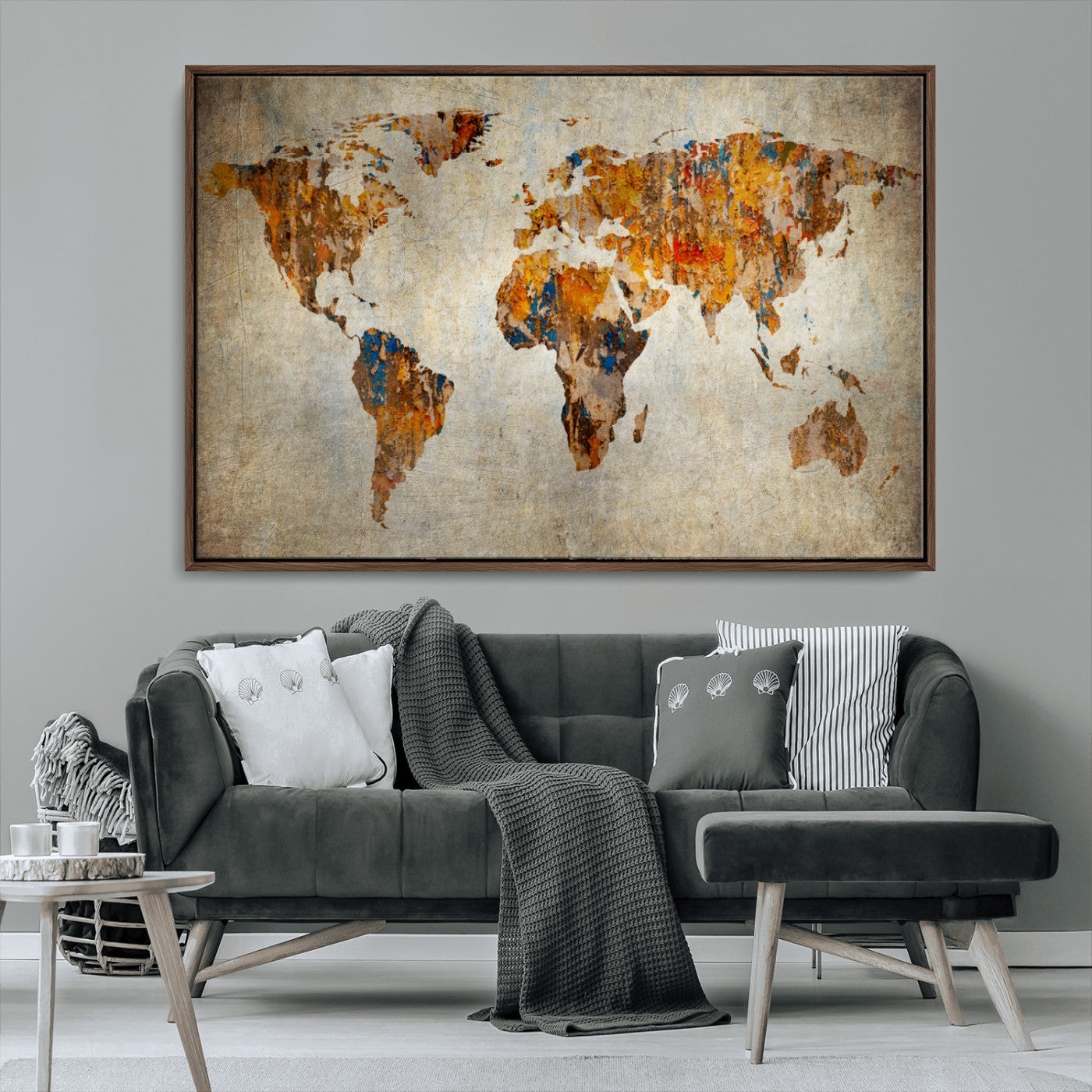MGV-FC-36X24 - Push Pin World Map Canvas Print – Framed Wall Art for Couples to Track Their Travels – Anniversary