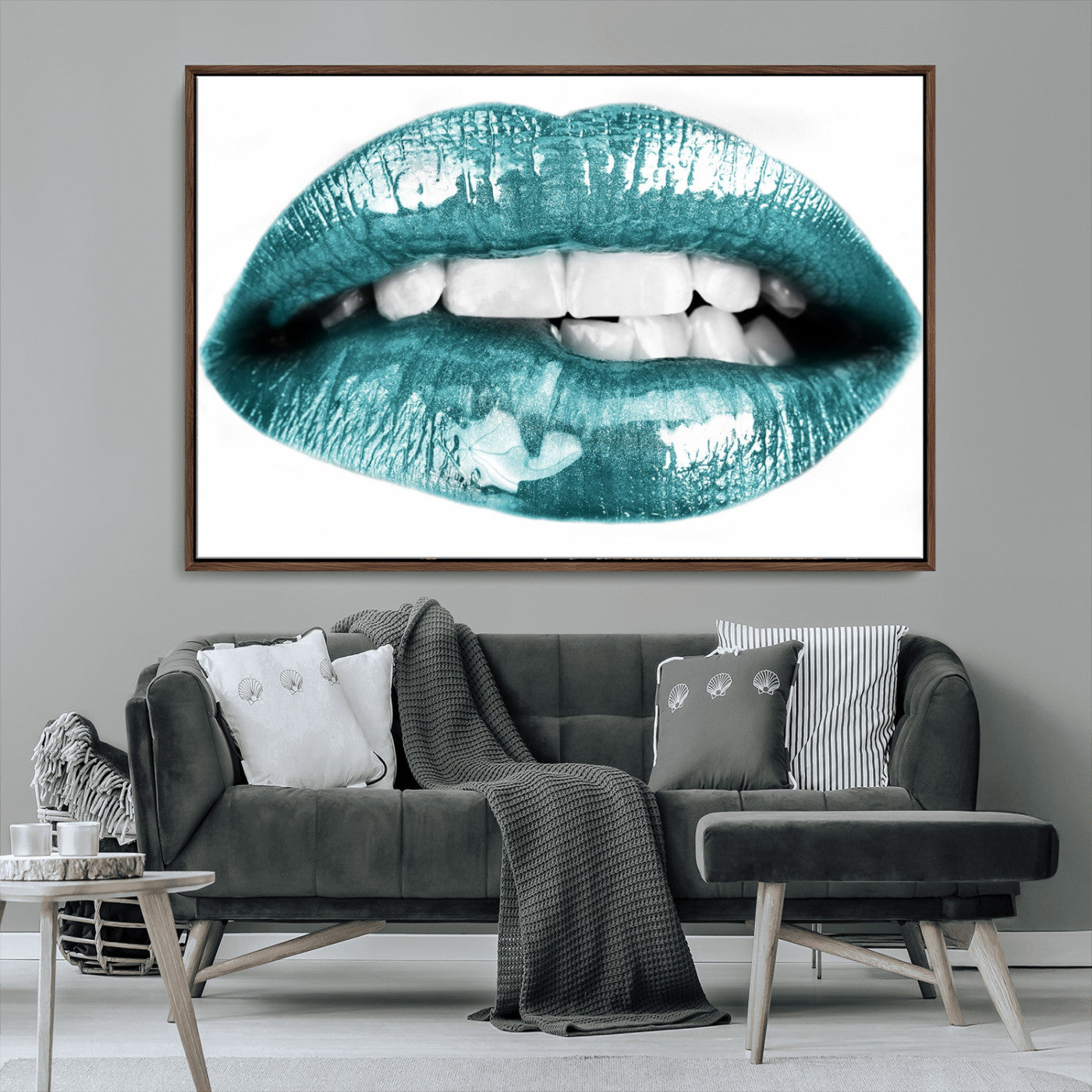 MGV-FC-36X24 - Blue Lips Wall Art Canvas Print