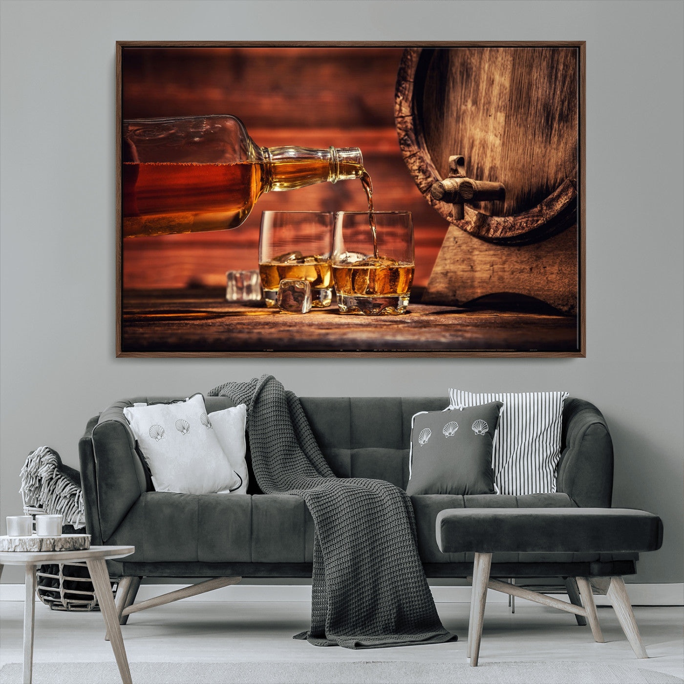 MGV-FC-36X24 - Whiskey and Cigar Canvas Wall Art | 3 Panel Bar Room Decor for Home Lounge, Office, or Man Cave |