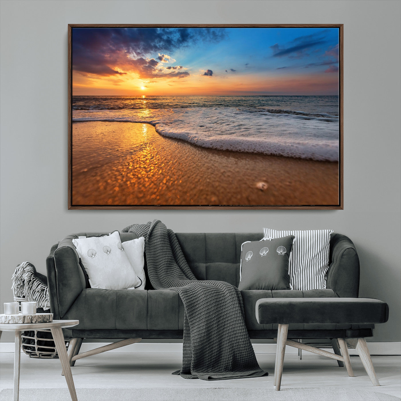 MGV-FC-36X24 - Sunset and Beach at Night Wall Art Canvas Print