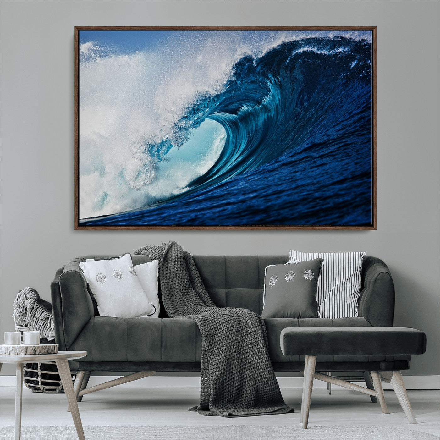 MGV-FC-36X24 - Ocean Wave at Sunset Canvas Art, Large Wall Print of Vibrant Water Waves, Coastal Art for Living Room and Dining Room Decor