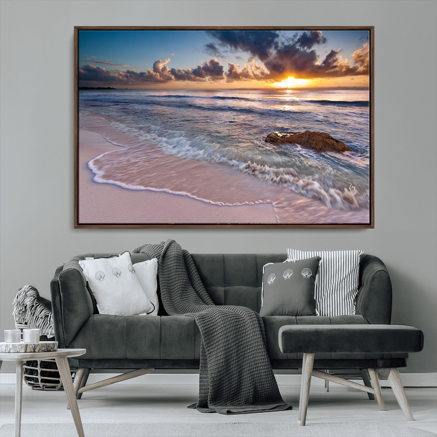 MGV-FC-36X24 - Sea Ocean Sunset Beach Wall Art Canvas Print