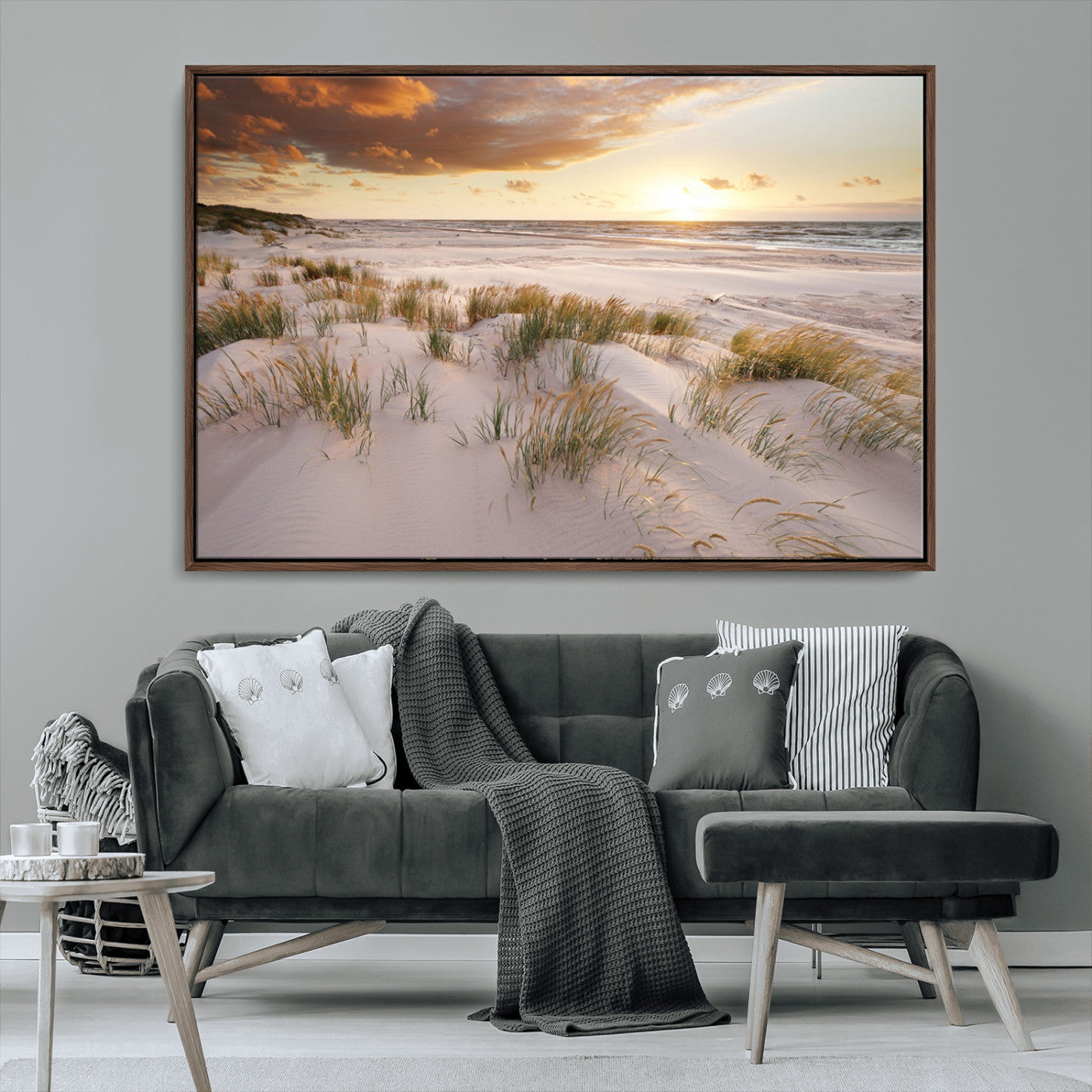 MGV-FC-36X24 - Flight Over Coastal Beach Landscape, Flight Over Coastal Beach Print Canvas Wall Art