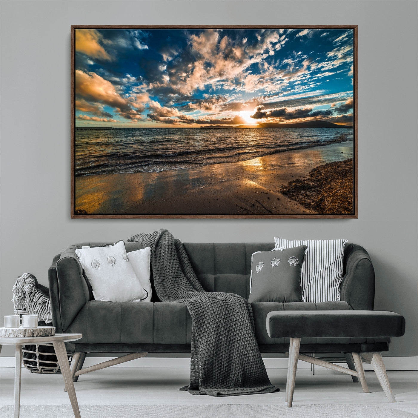MGV-FC-36X24 - Beach Wall Art - Stunning Ocean Sunset Canvas Print with Coastal Design for Elegant and Relaxing