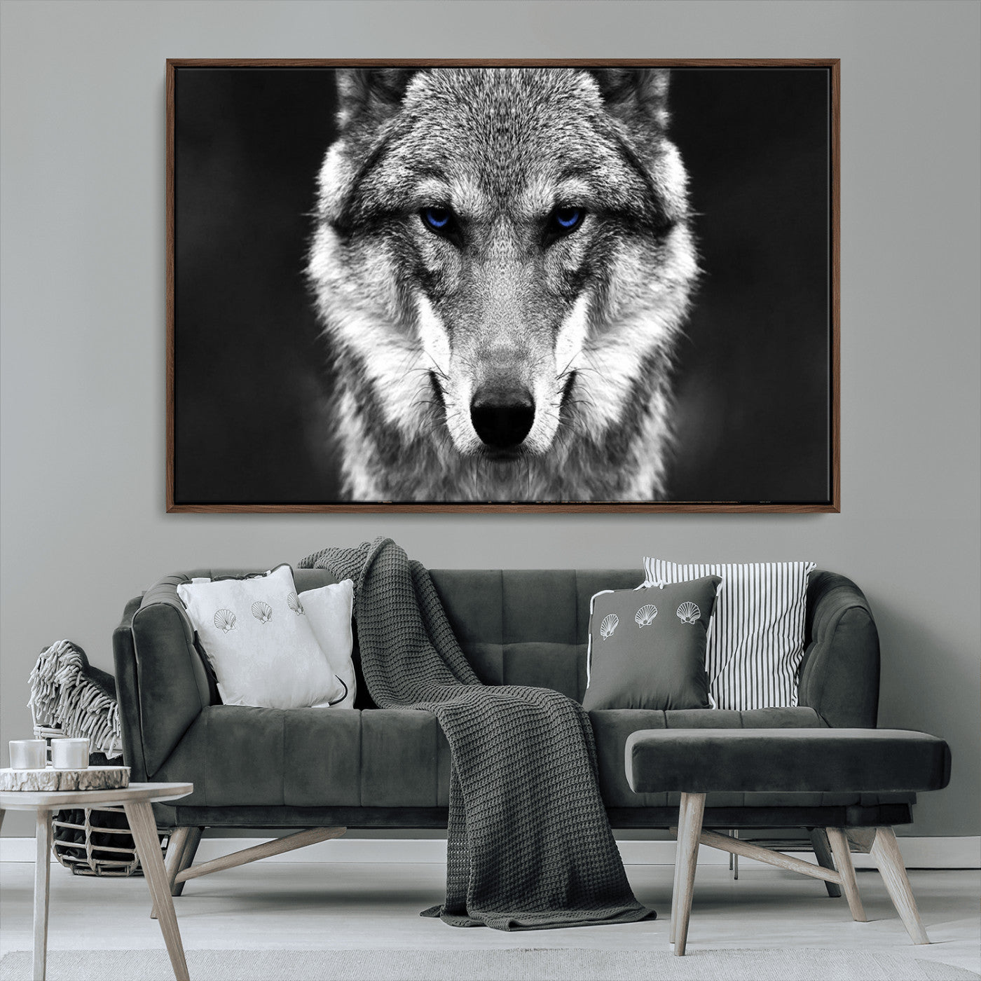 MGV-FC-36X24 - Black and White Wild Wolf Wall Art Canvas Print