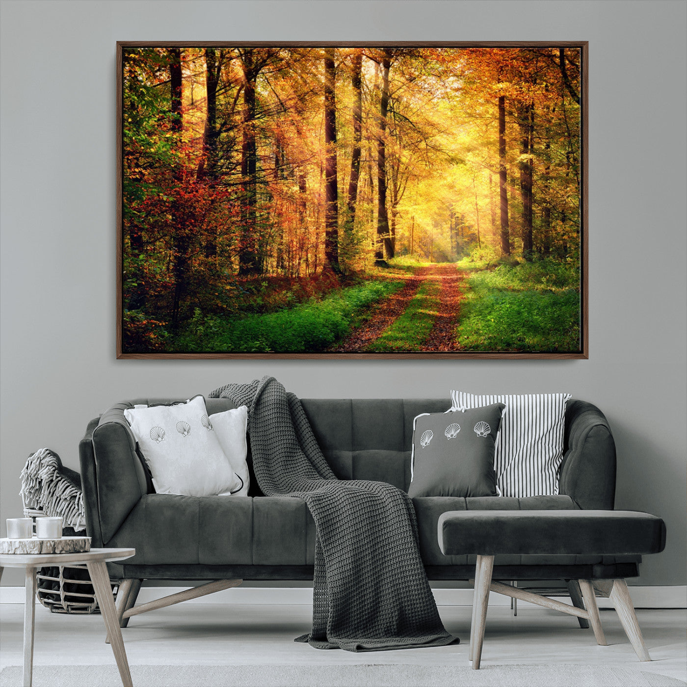 MGV-FC-36X24 - Forest Fall Wall Art Print - Sunlight Through Trees Wall Art Canvas Print