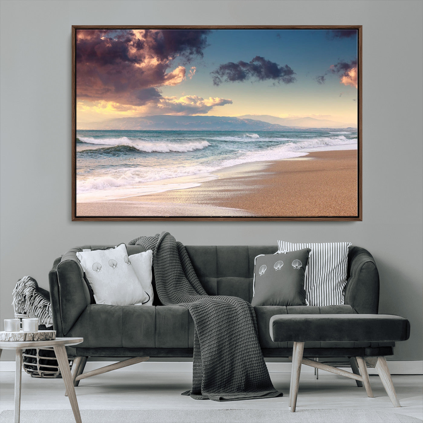 MGV-FC-36X24 - Cloudy Weather Beach Sunset Canvas Print | Sunrise Wall Art Canvas Print