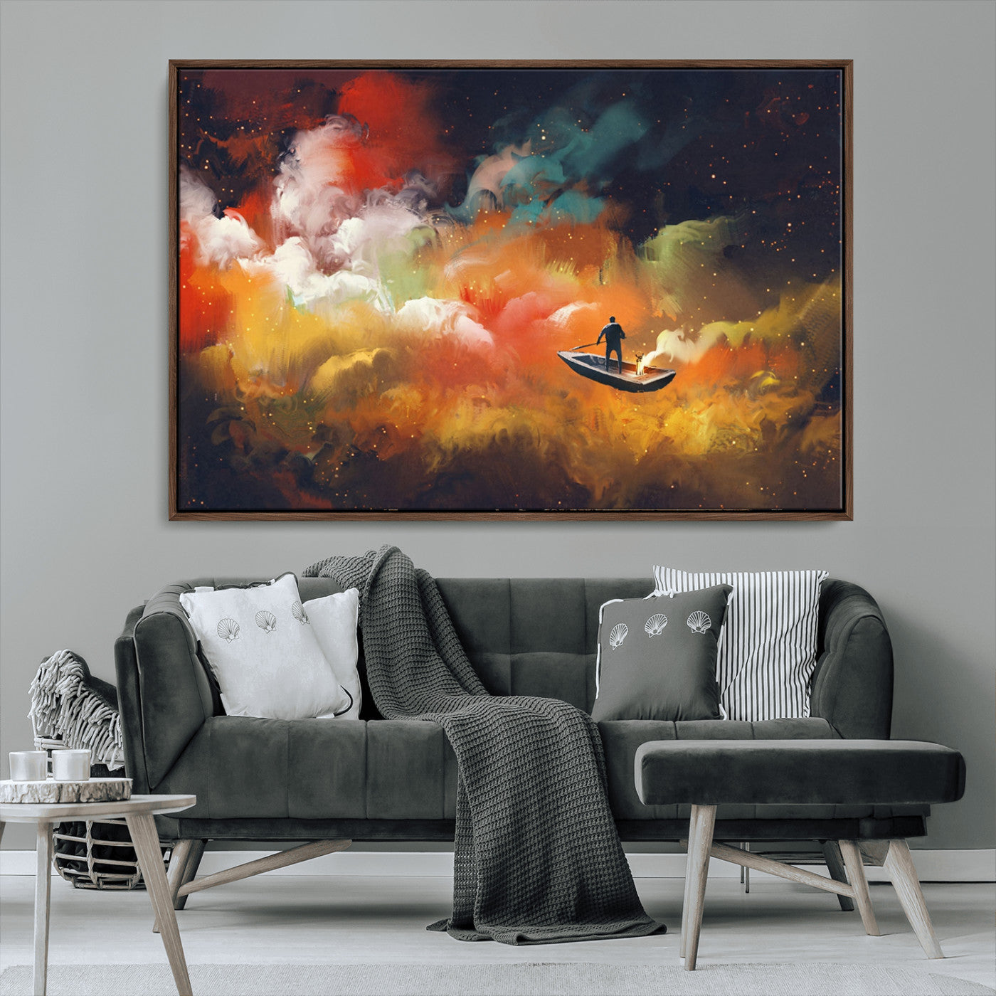 MGV-FC-36X24 - Surreal Space Adventure Canvas Wall Art – Dreamlike Abstract Galaxy Print – Framed and Ready to Hang for Living Room or Bedroom Decor