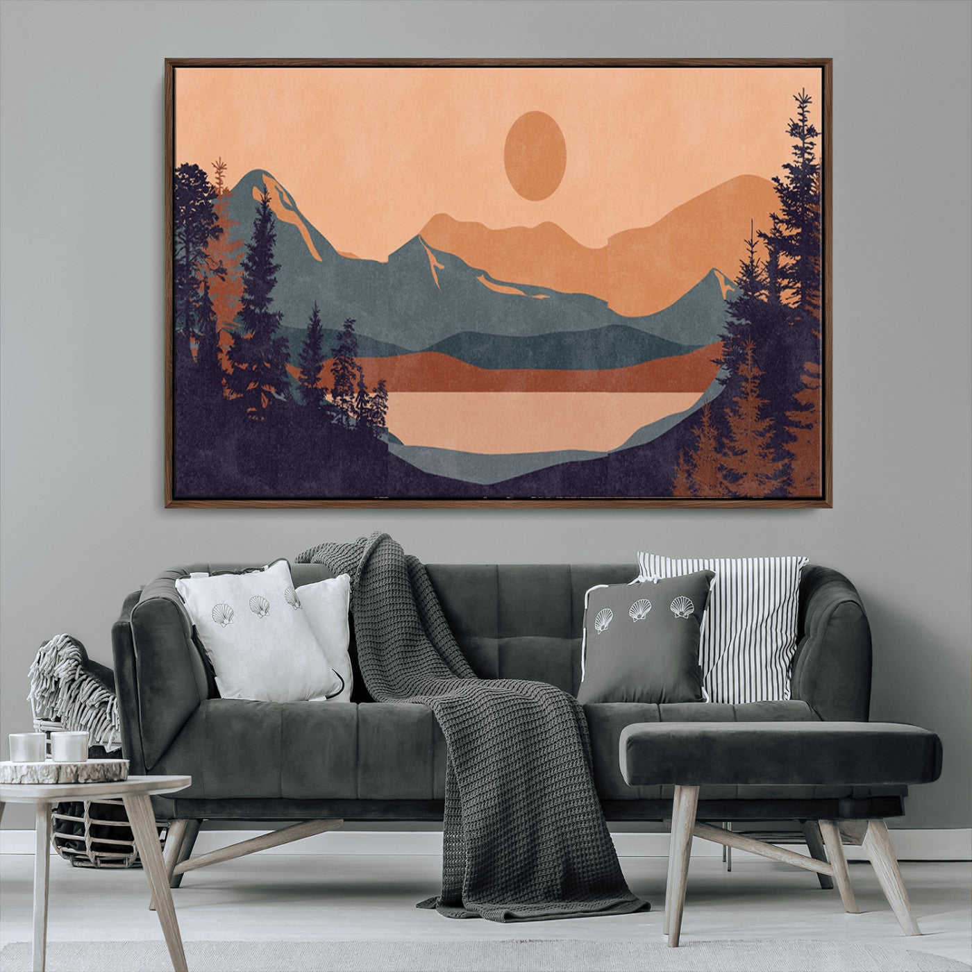 MGV-FC-36X24 - Modern Boho Sunset Canvas Print, Mountain Landscape Triptych – Giclée Canvas Art Print for Living