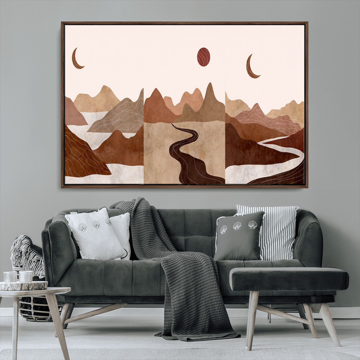 MGV-FC-36X24 - Boho Wall Art Canvas Print Set Mid-Century Prints Bohemian Wall Artwork Prints Boho Neutral