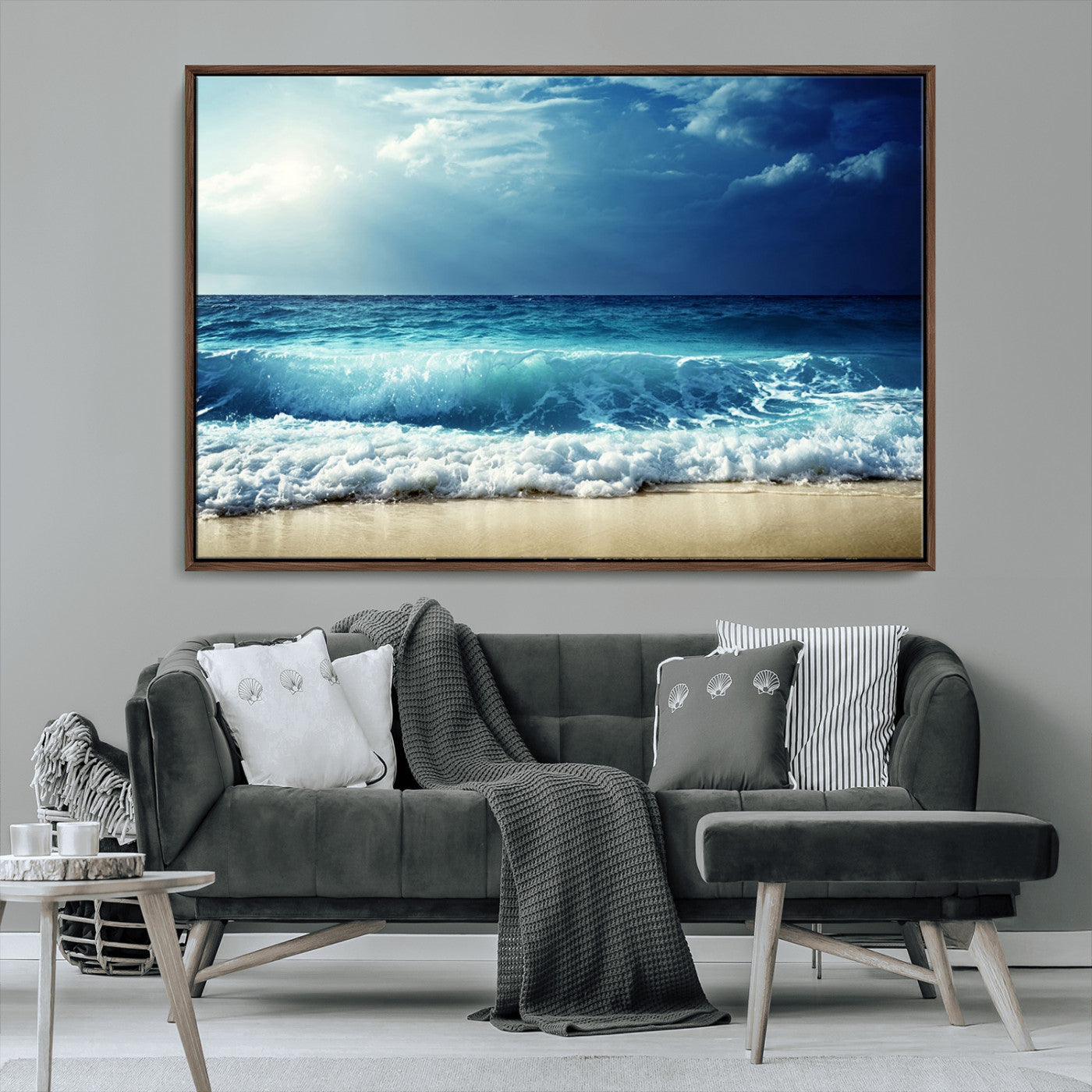 MGV-FC-36X24 - Majestic Ocean Wave Wall Art Canvas | 3 Panel Large Seascape Print for Living Room, Bedroom, Office Decor, Ready to Hang
