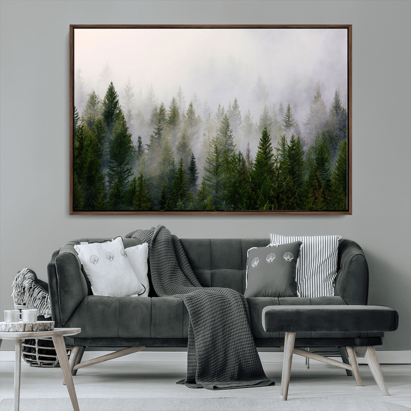 MGV-FC-36X24 - Forest Wall Art Canvas Print | Foggy Forest Wall Art | Pine Wood Forest Print