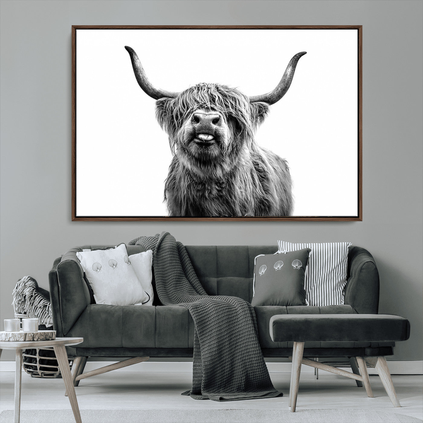 MGV-FC-36X24 - Fanny Scottish Highland Cow Cattle Art Print Farmhouse Wall Art Canvas Print