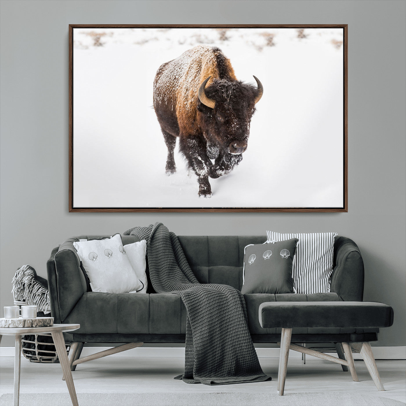 MGV-FC-36X24 - Bison Winter Wall Art Canvas Print For Farmhouse Decor