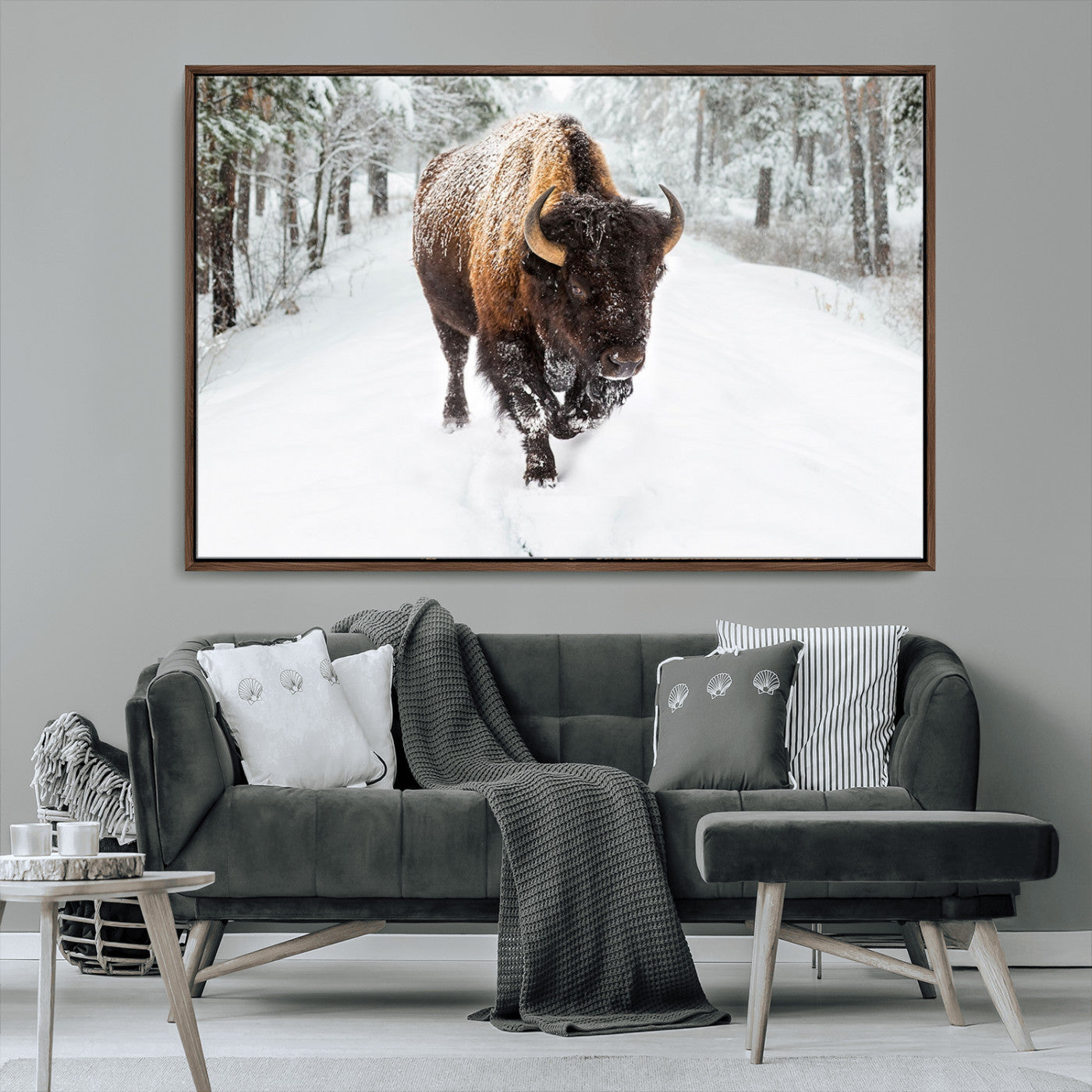 MGV-FC-36X24 - Bison Wall Art Canvas Print For Farmhouse, Animal Canvas Print, Wild Animal Wall Art