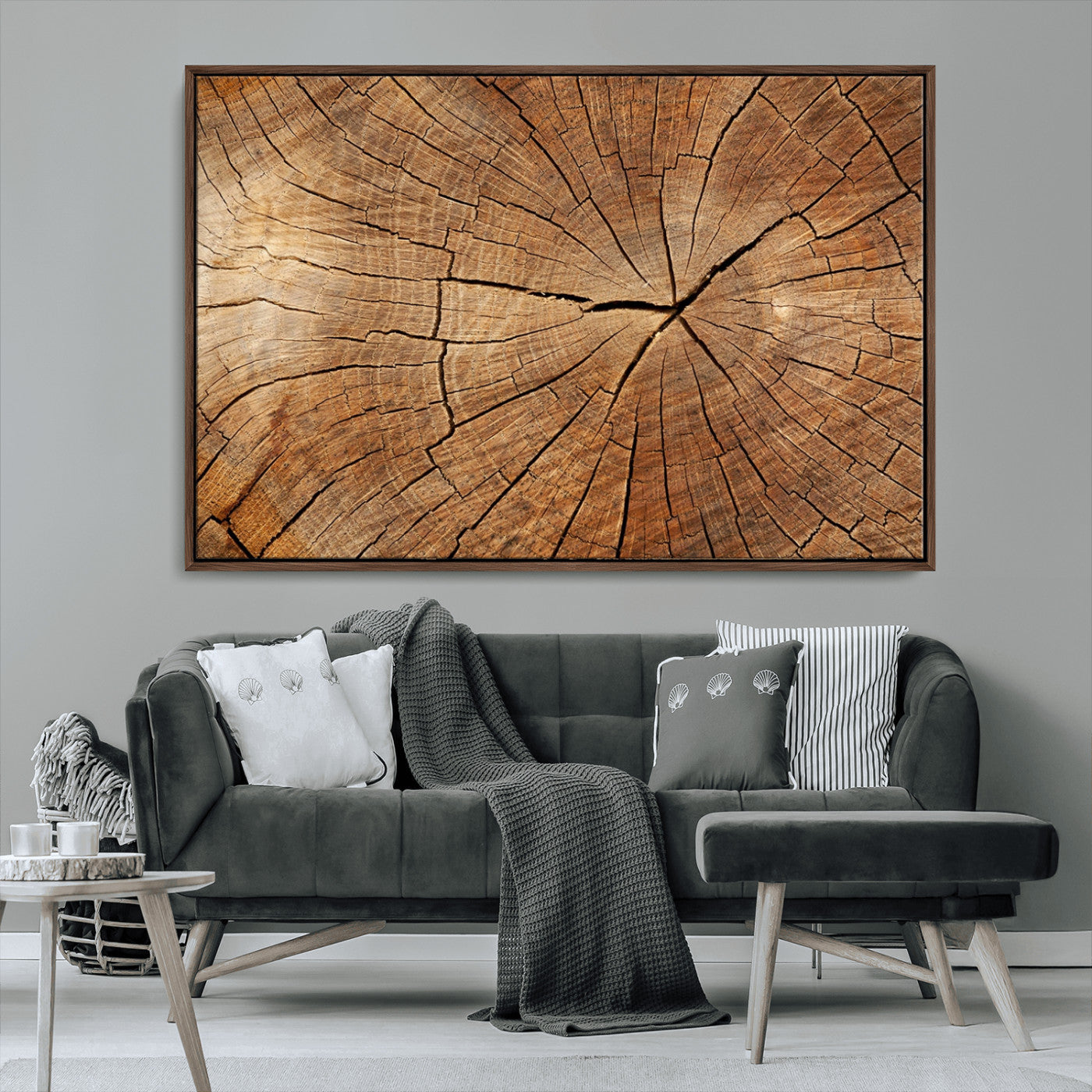 MGV-FC-36X24 - Tree Ring Canvas Art, Rustic Wood Grain Wall Art, Tree Slice Decor for Modern Homes, Giclee Multi-Panel Print, Tree Ring Wall Art Set