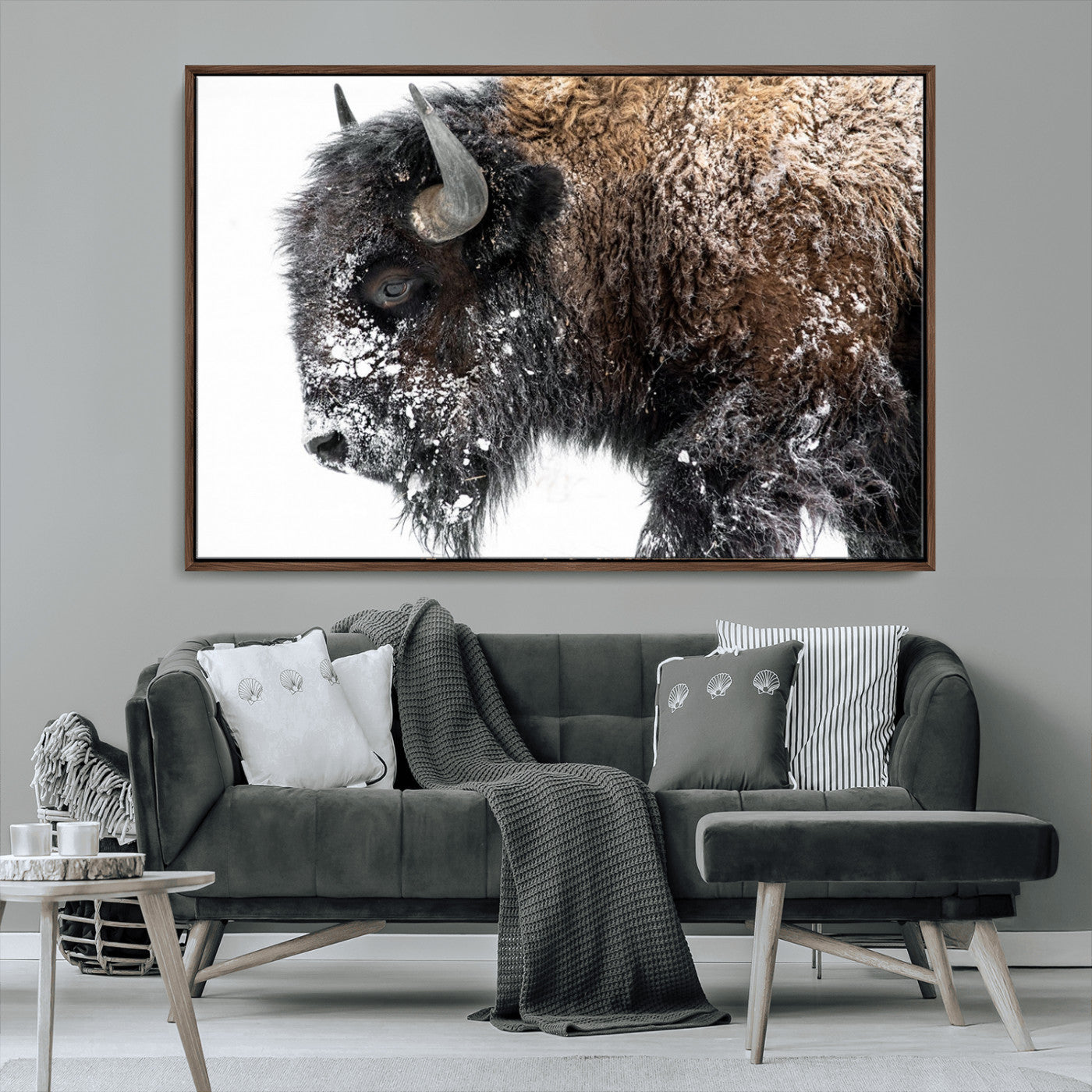 MGV-FC-36X24 - American Bison Wall Art Print | Buffalo Canvas Wall Art |  Framed and Ready to Hang Bison Print for Living Room or Office