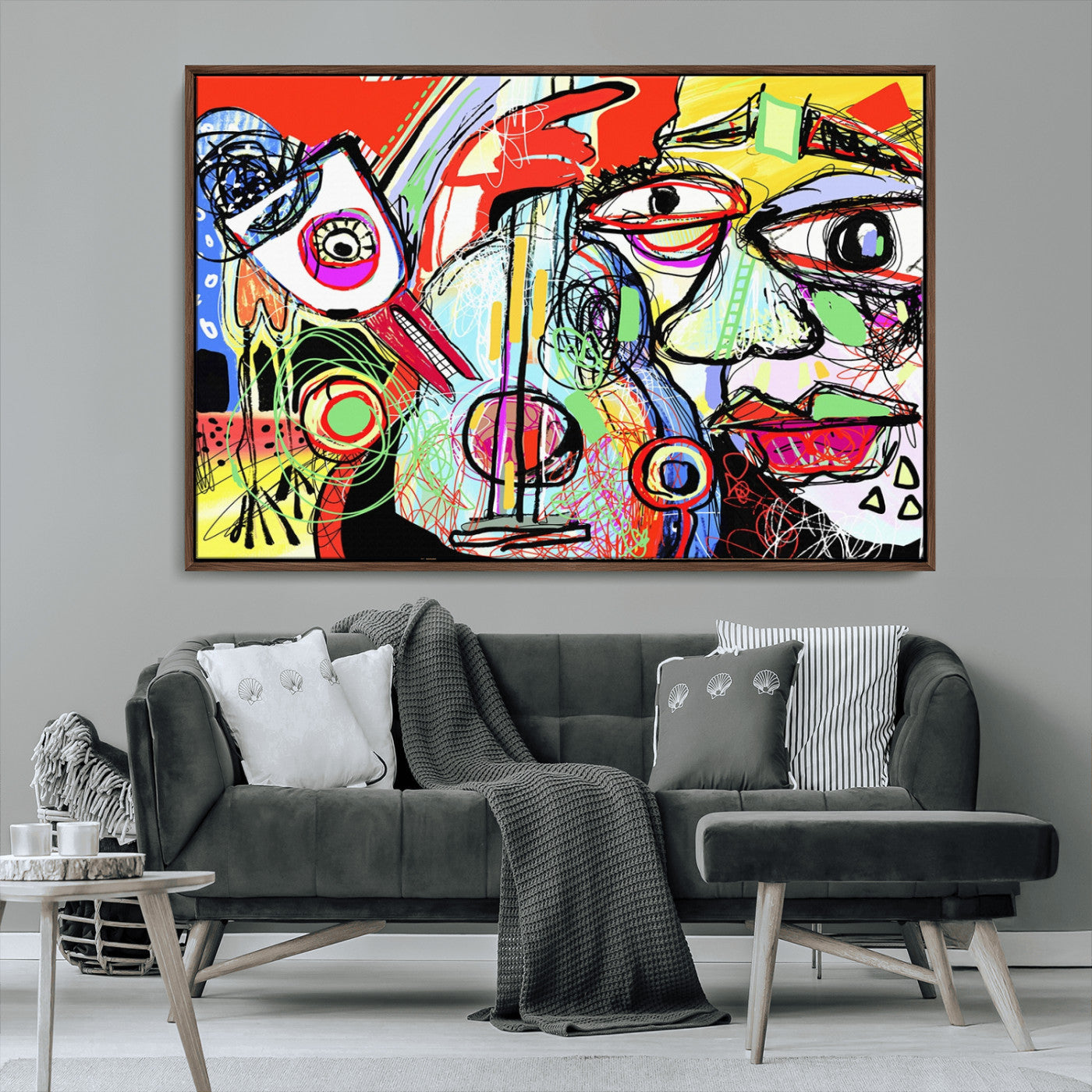 MGV-FC-36X24 - Picasso Style Art Abstract Canvas Wall Art Print , Colorful Abstract Artwork