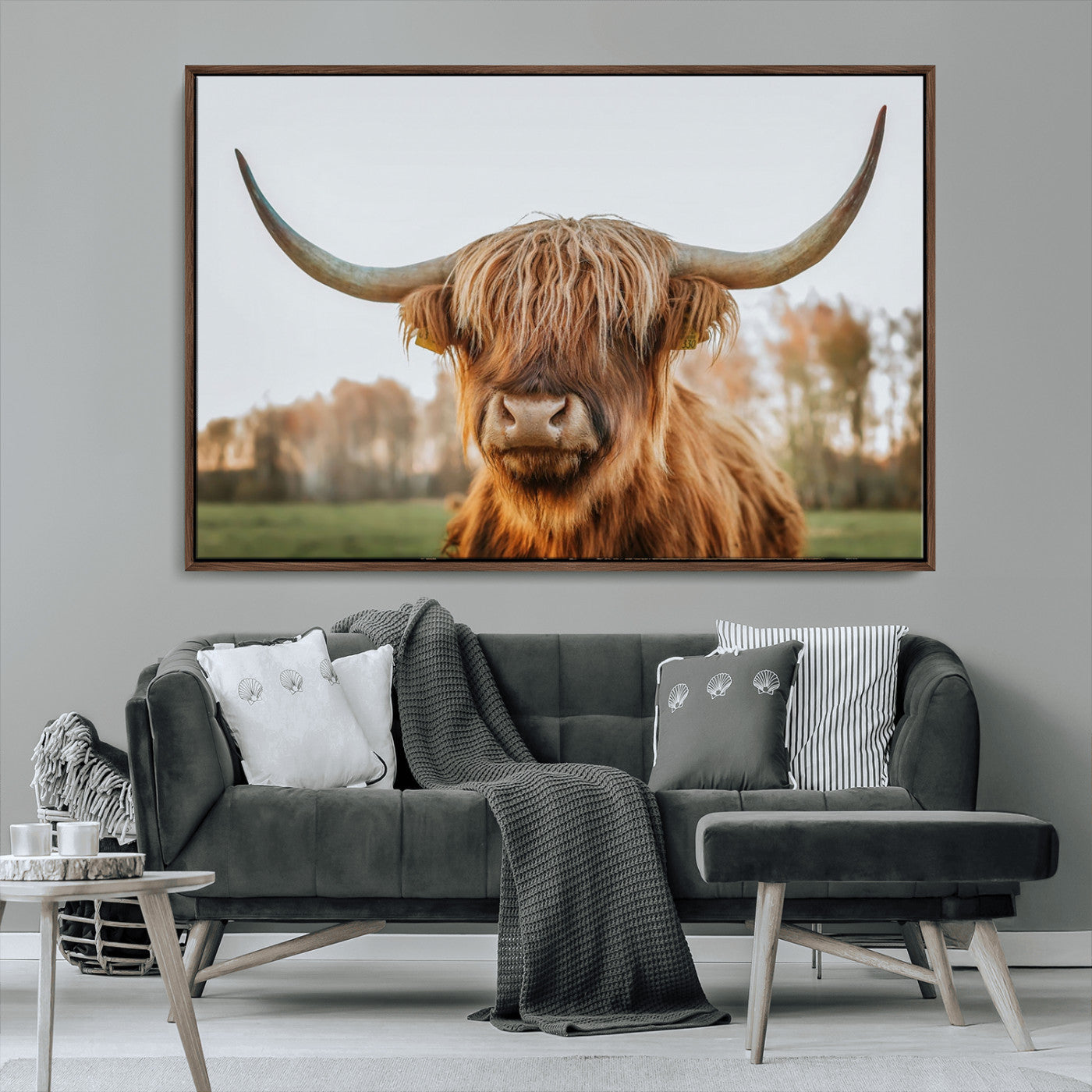 MGV-FC-36X24 - Highland Cow Animal Scottish Cattle Art Print Farmhouse Wall Art Canvas Print