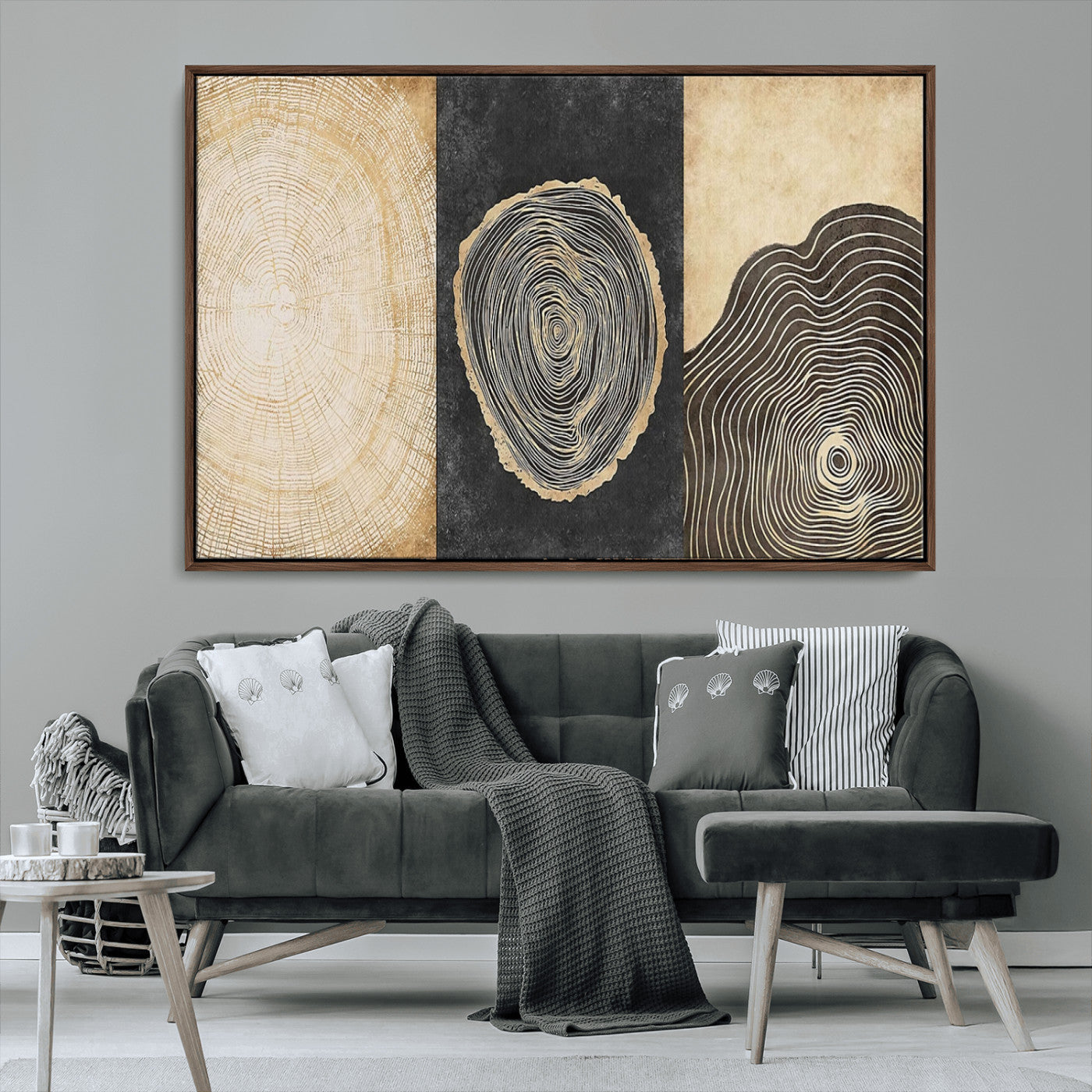 MGV-FC-36X24 - Tree Rings Canvas Wall Art Print – Minimalist Natural History in Modern Decor - Minimalist Boho Wall