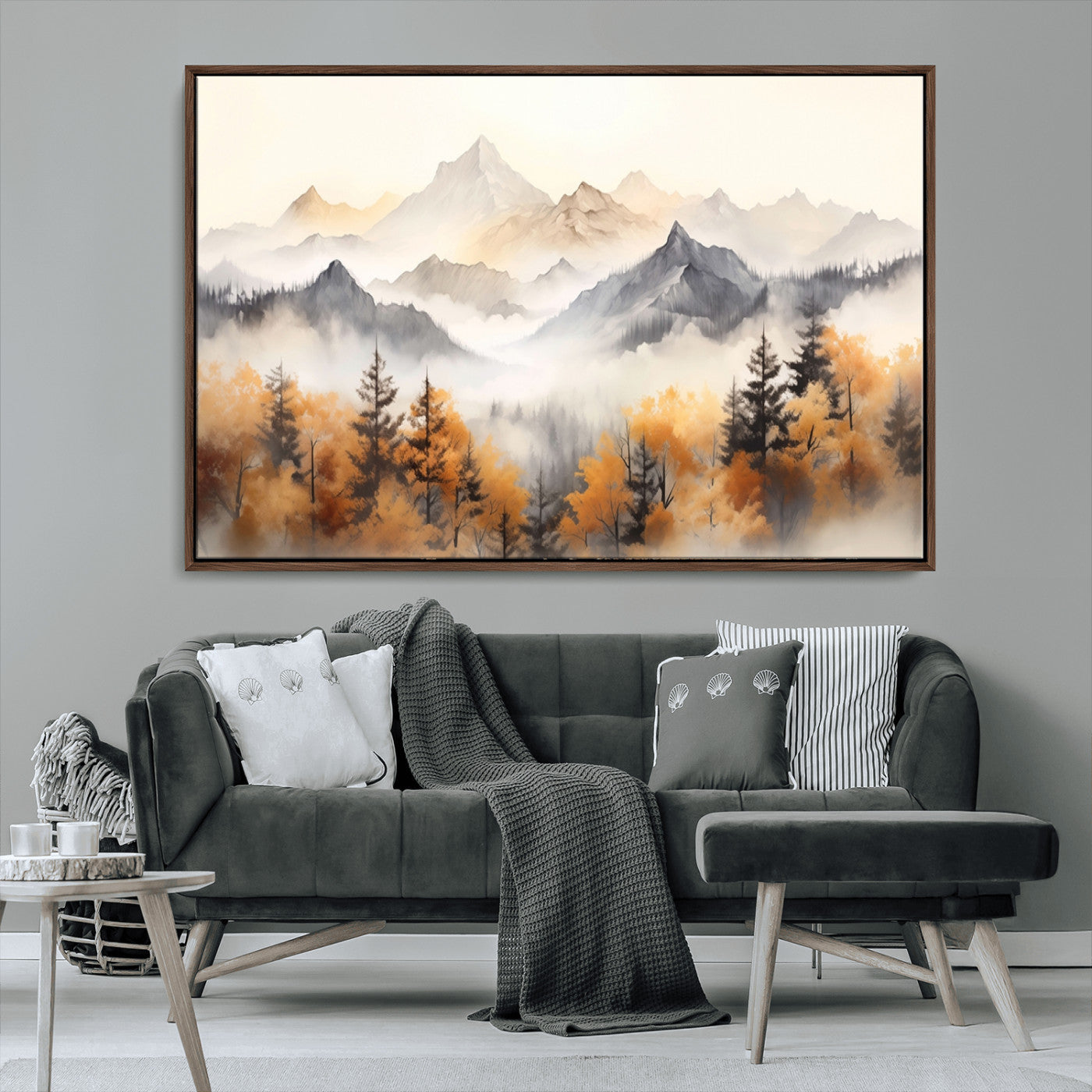MGV-FC-36X24 - Abstract Mountain Wall Art | Misty Mountain Forest and Mountains Canvas Print for Living Room,