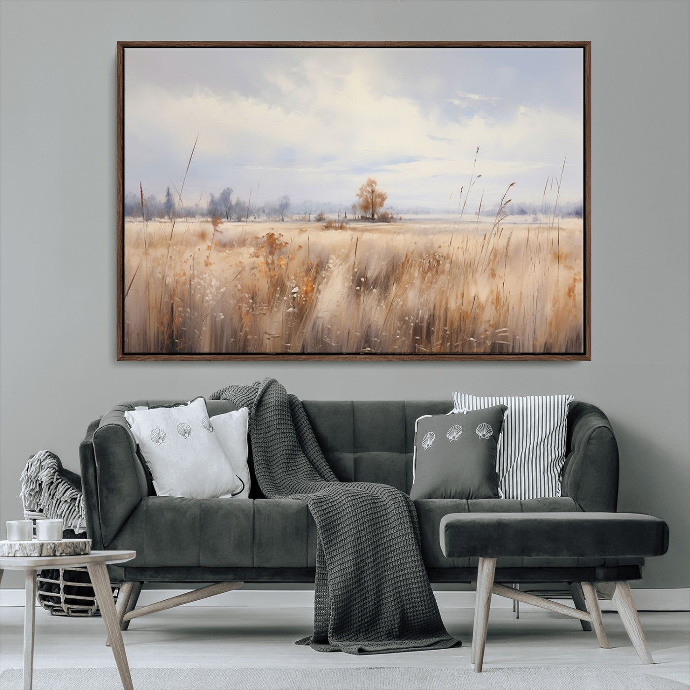 MGV-FC-36X24 - Golden Fields Wall Art Print Canvas – Serene Landscape of Nature’s Tranquility in Minimalist for