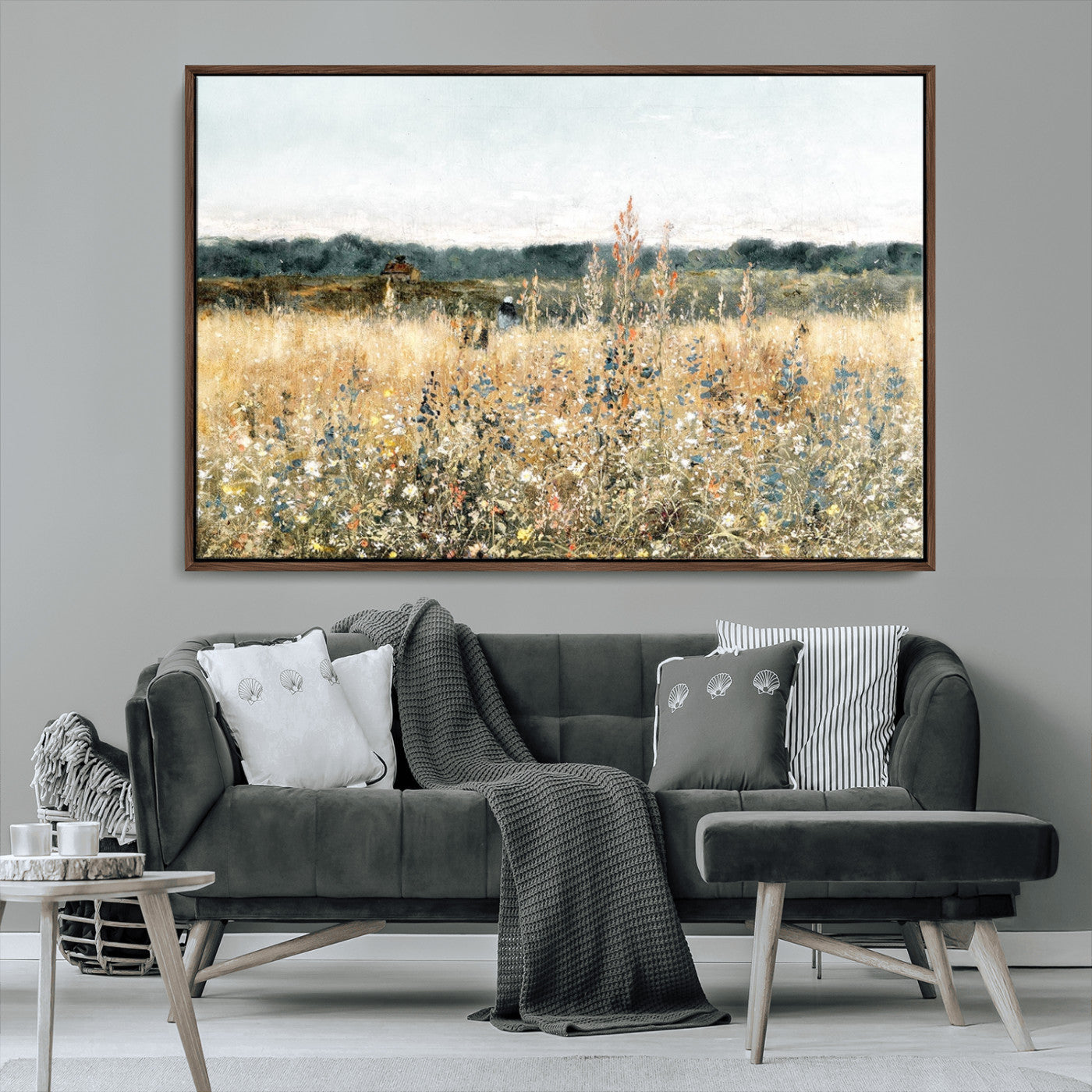 MGV-FC-36X24 - Wildflower Field Wall Art Canvas | Nature-Inspired Landscape Canvas Print for Living Room or Office | Rustic Floral Decor