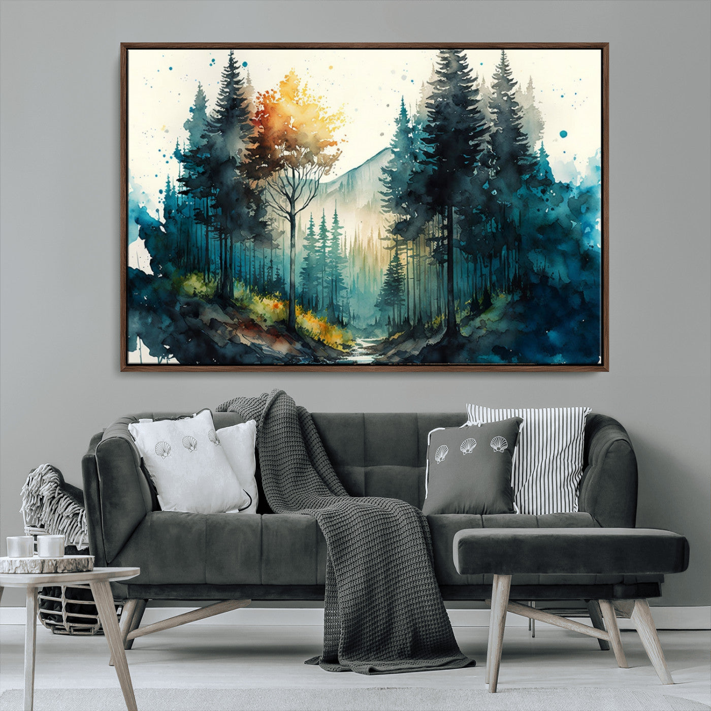 MGV-FC-36X24 - Watercolor Trees Forest Abstract Wall Art Canvas Print
