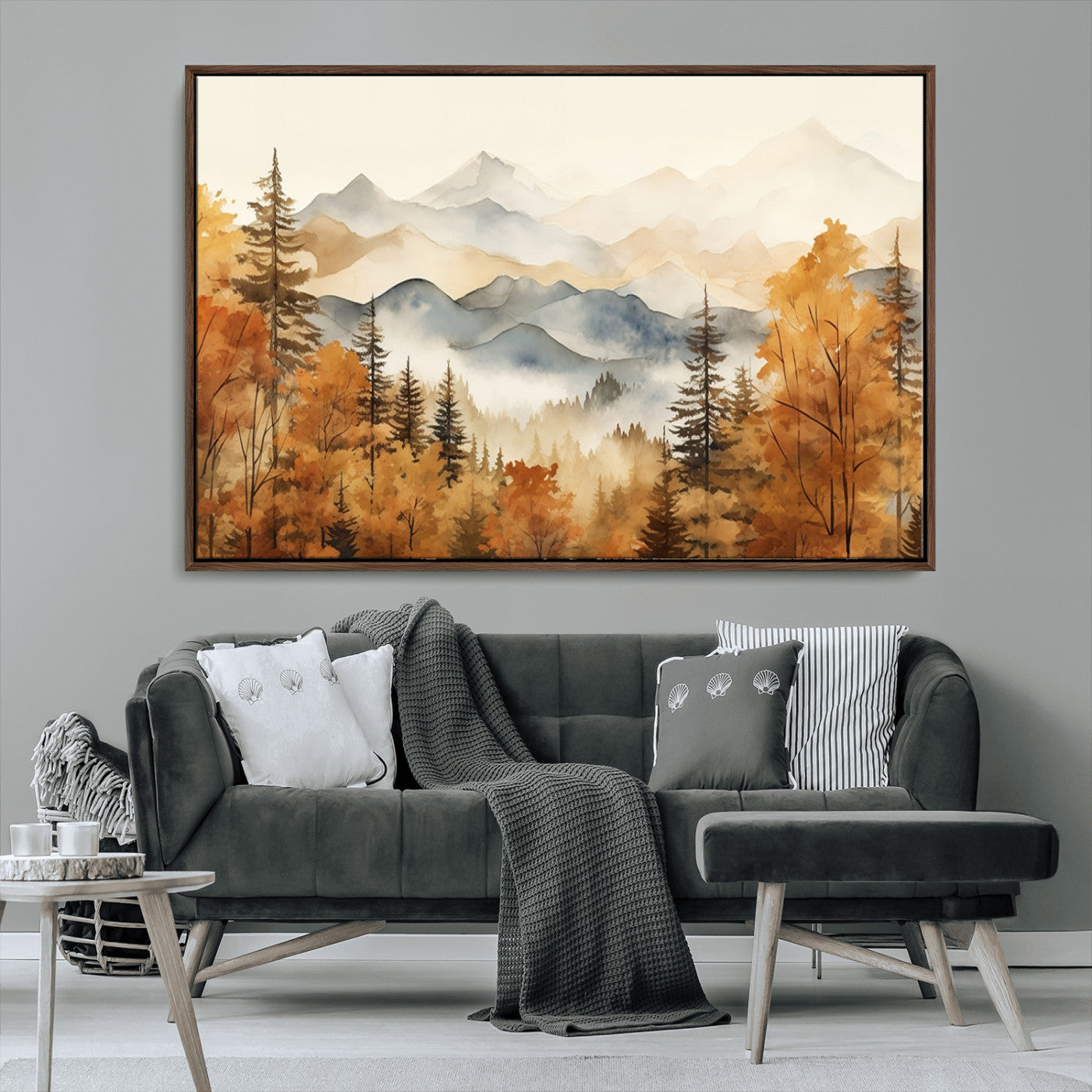 MGV-FC-36X24 - Golden Autumn Forest Wall Art | Mountain Landscape Canvas Print for Living Room or Bedroom | Large Wall Decor with Nature-Inspired Design