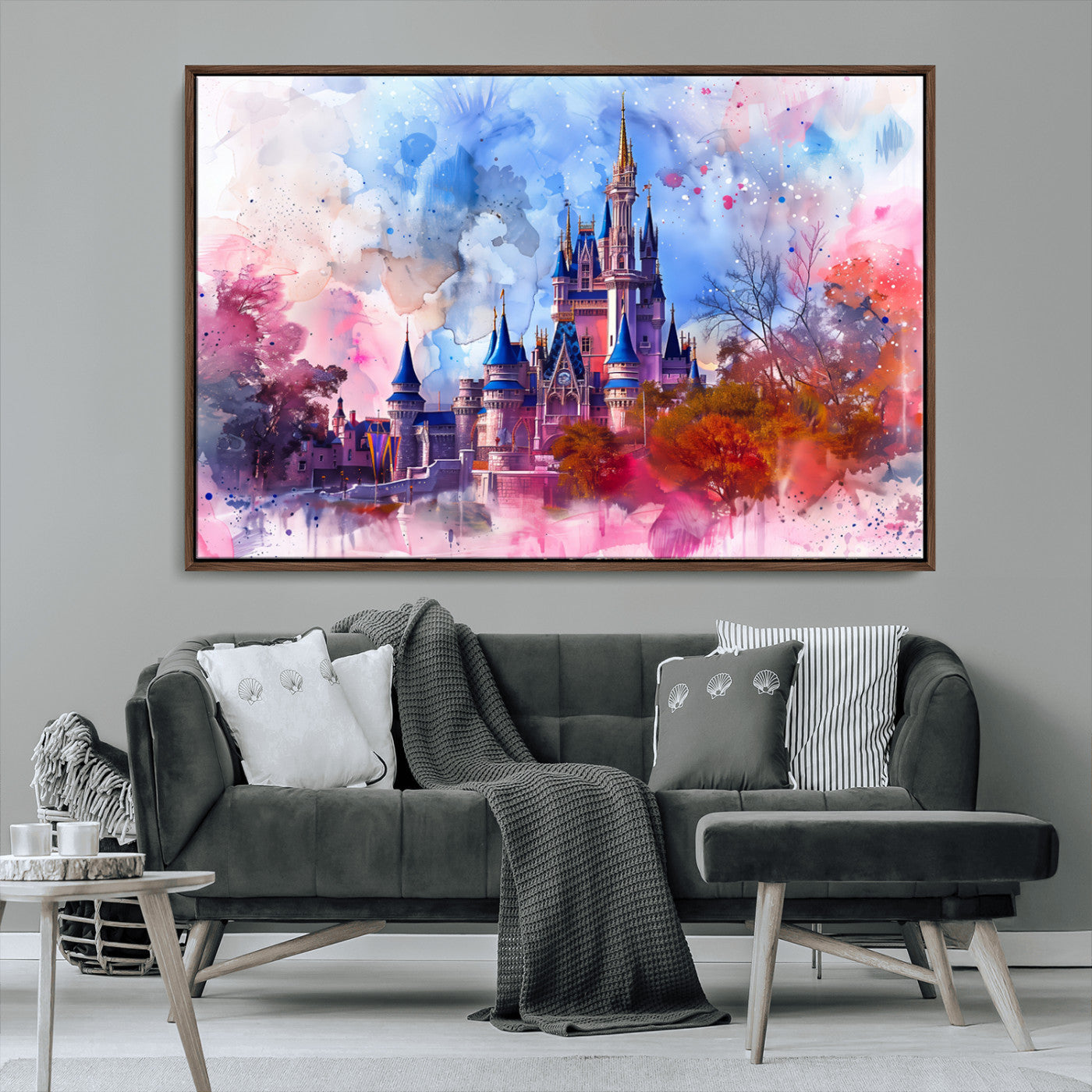 MGV-FC-36X24 - Disney Wall Art: Dreamy Watercolor Cinderella Castle Canvas Print