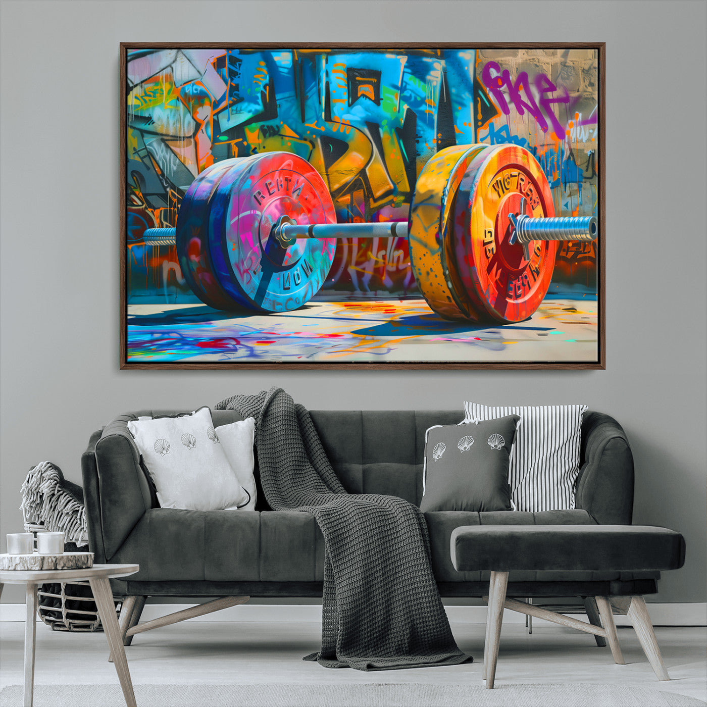 MGV-FC-36X24 - Fitness Gym Barbell Graffiti Wall Art Canvas Print