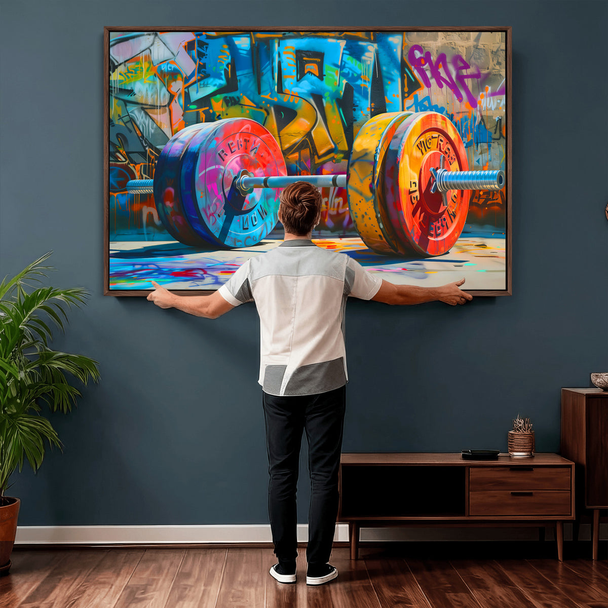70871-MGV-CV-36X24 - Fitness Gym Barbell Graffiti Wall Art Canvas Print