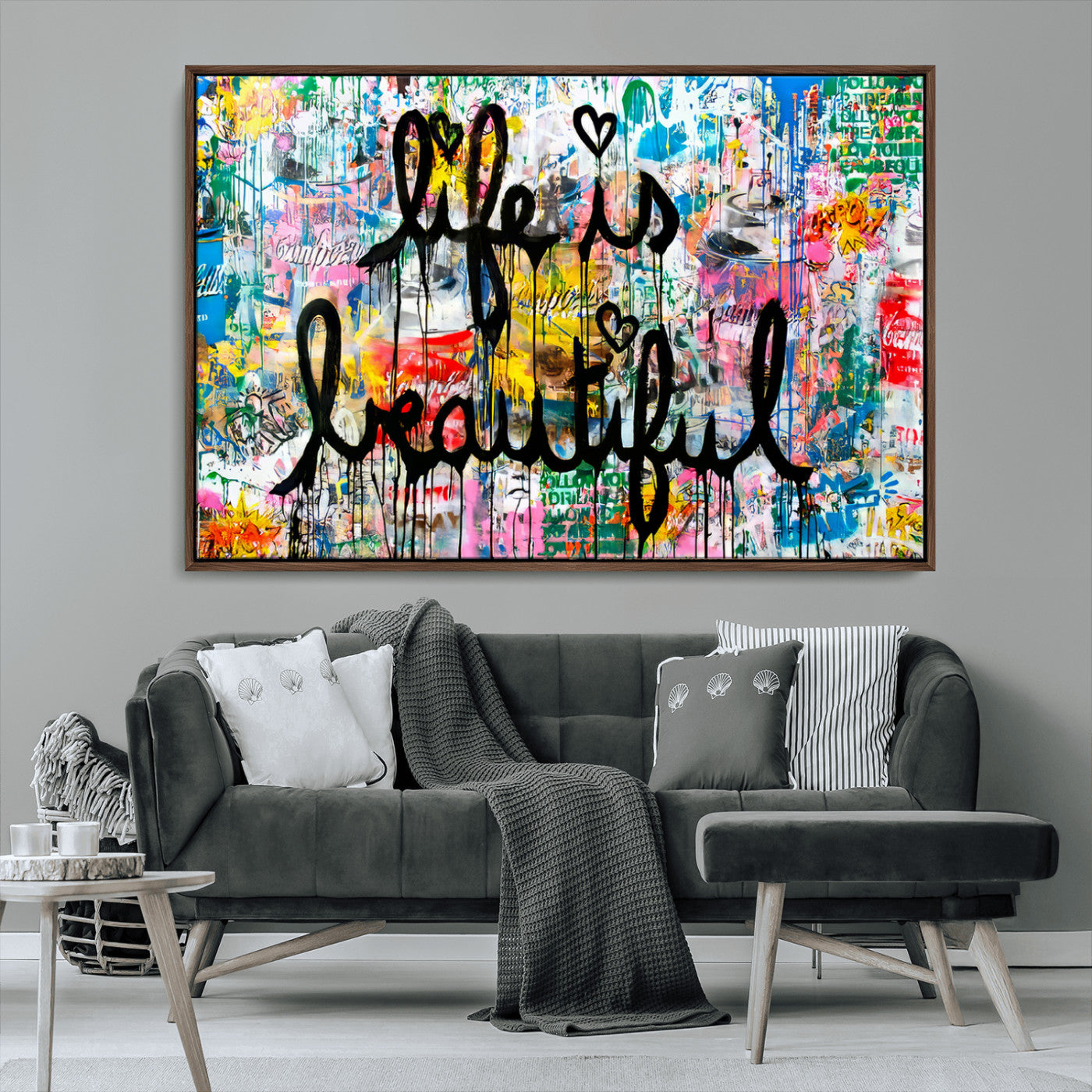 MGV-FC-36X24 - Life Beautiful Wall Art Canvas Print | Graffiti Wall Art Canvas Print
