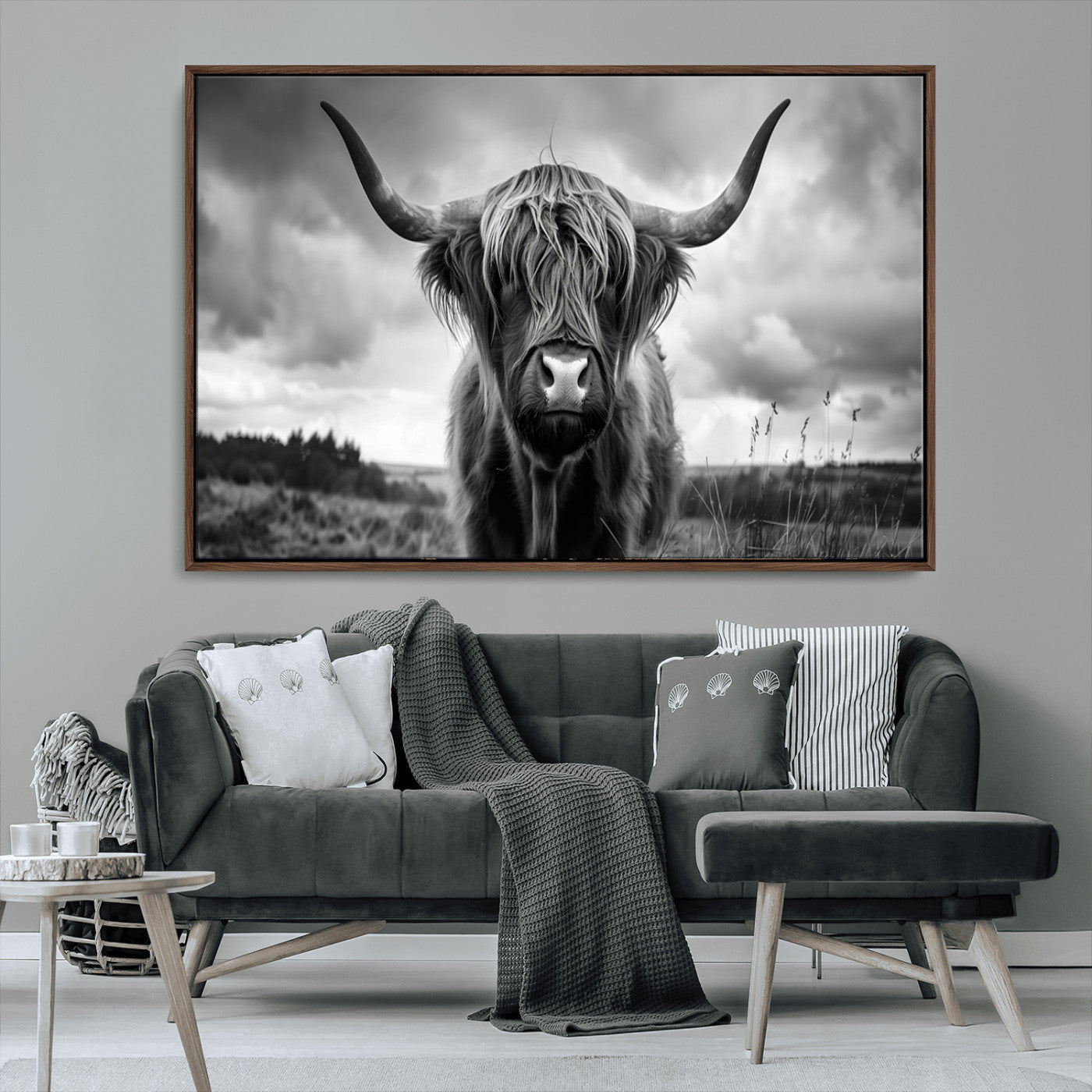 -Scottish Cow Wall Art Canvas Print | Longhorn Wall Art | Bighorn Animal Wall Art