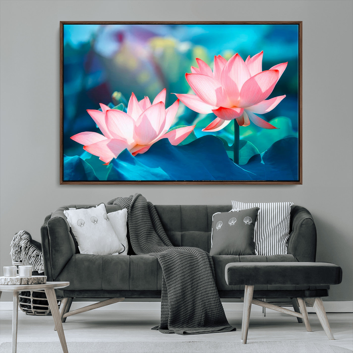 MGV-FC-36X24 - Pink Lotus Flower Canvas Wall Art | Vibrant Floral Wall Decor for Living Room, Office, or Bedroom | Large Botanical Art