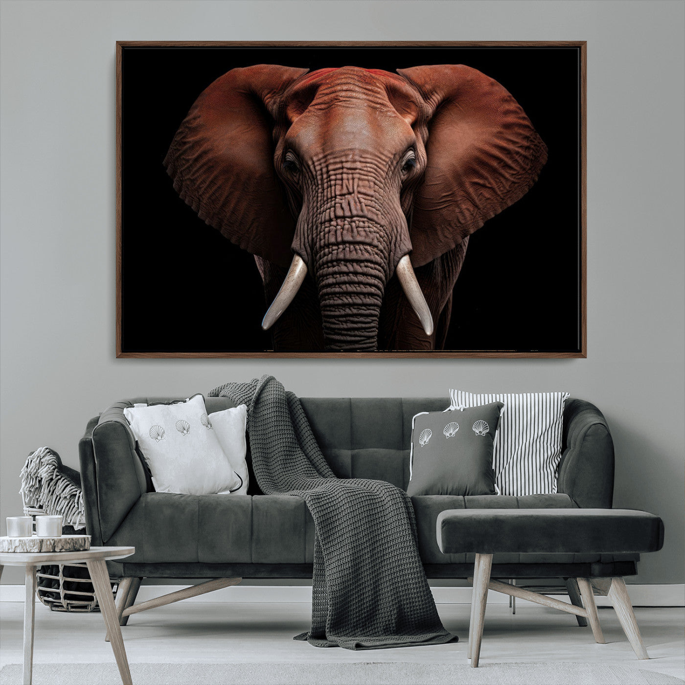 -Wild Elephant Wall Art Canvas Print, Africa Savannah Wild Animal Wall Decor Print