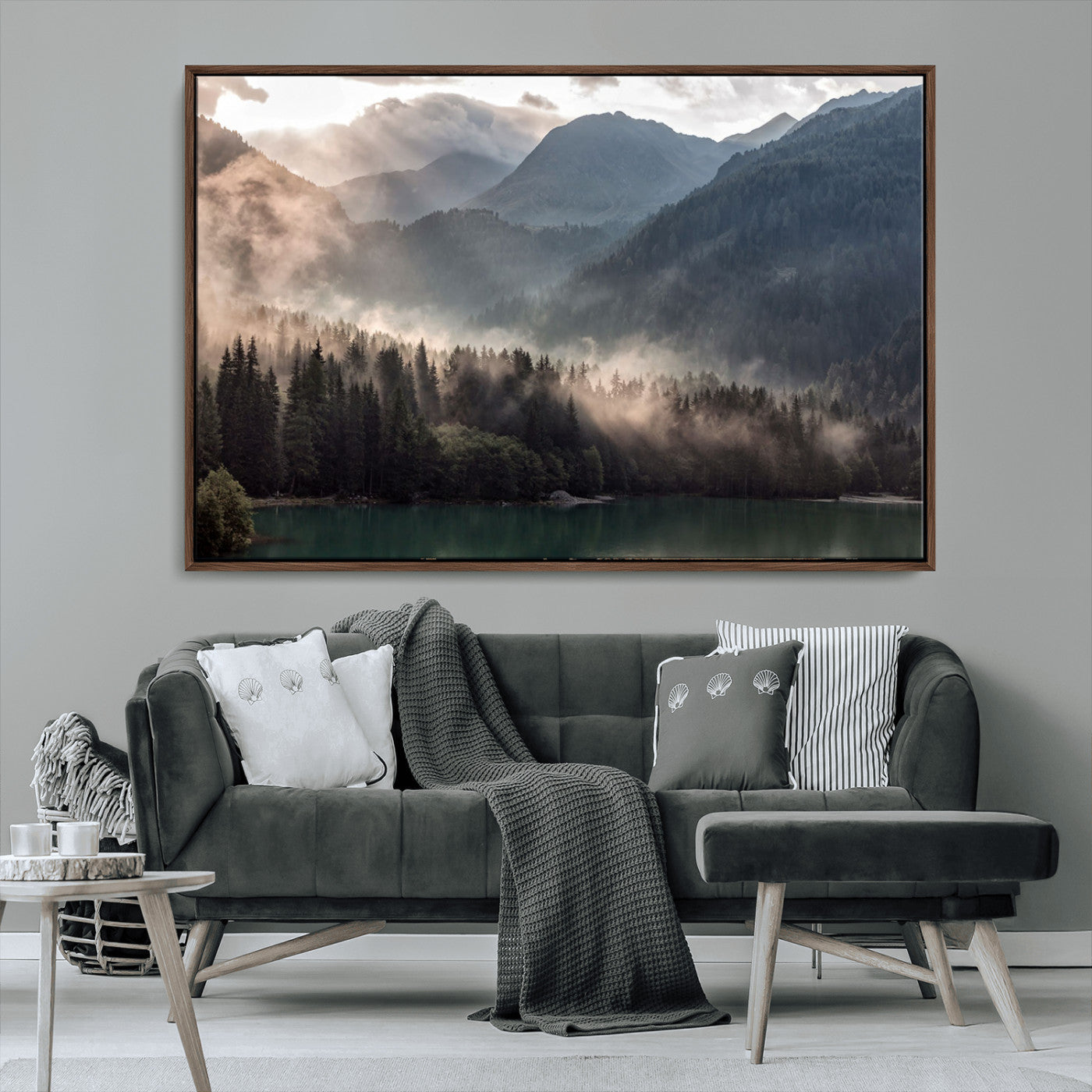 MGV-FC-36X24 - Foggy Mountain Canvas Print Forest Wall Art