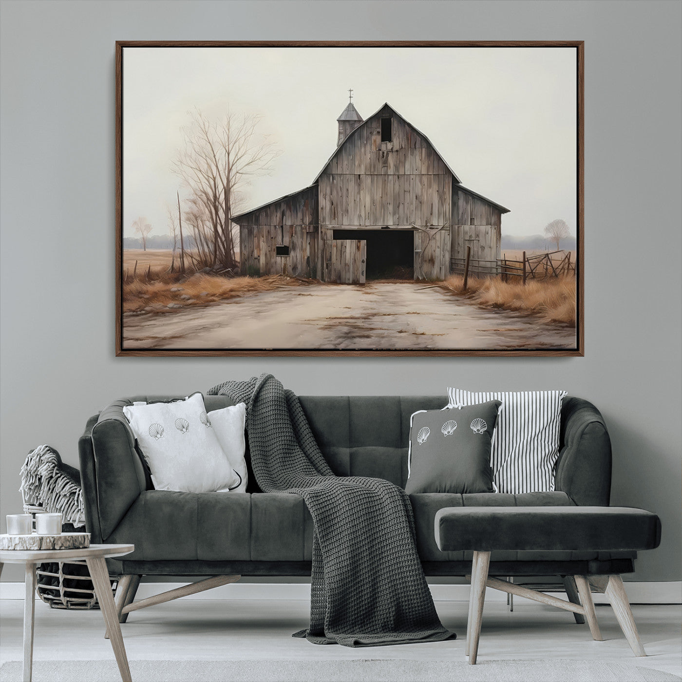 MGV-FC-36X24 - Farmhouse Rustic Barn Wall Art Canvas Print – Framed and Ready to Hang – Perfect Addition to Farmhouse Wall Décor