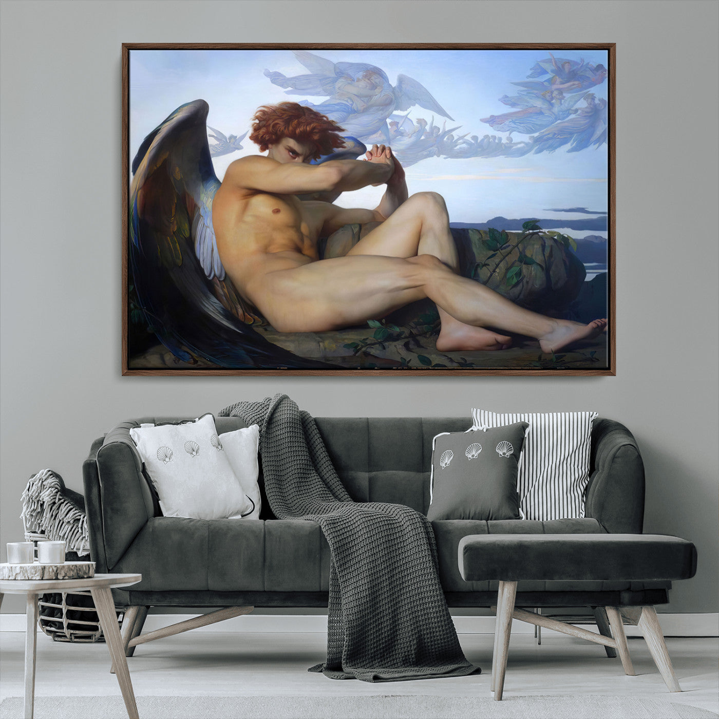 -Fallen Angel Wall Art Canvas Print – Classic Art, Framed, Ready to Hang - Alexandre Cabanel