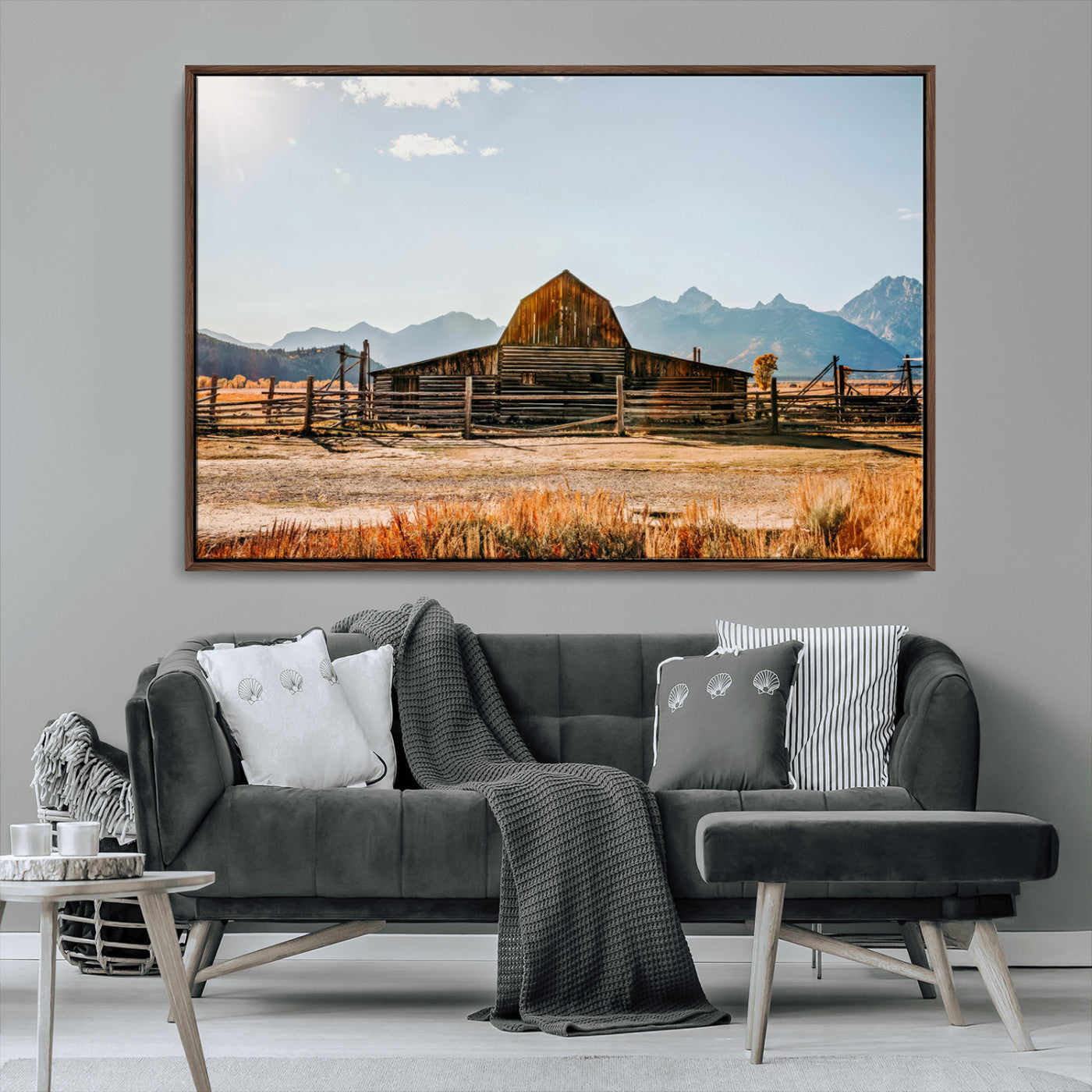MGV-FC-36X24 - Vintage Old Barn Field Wall Art Canvas Print for Farmhouse Decor - Rustic Barn Wall Art Canvas Print