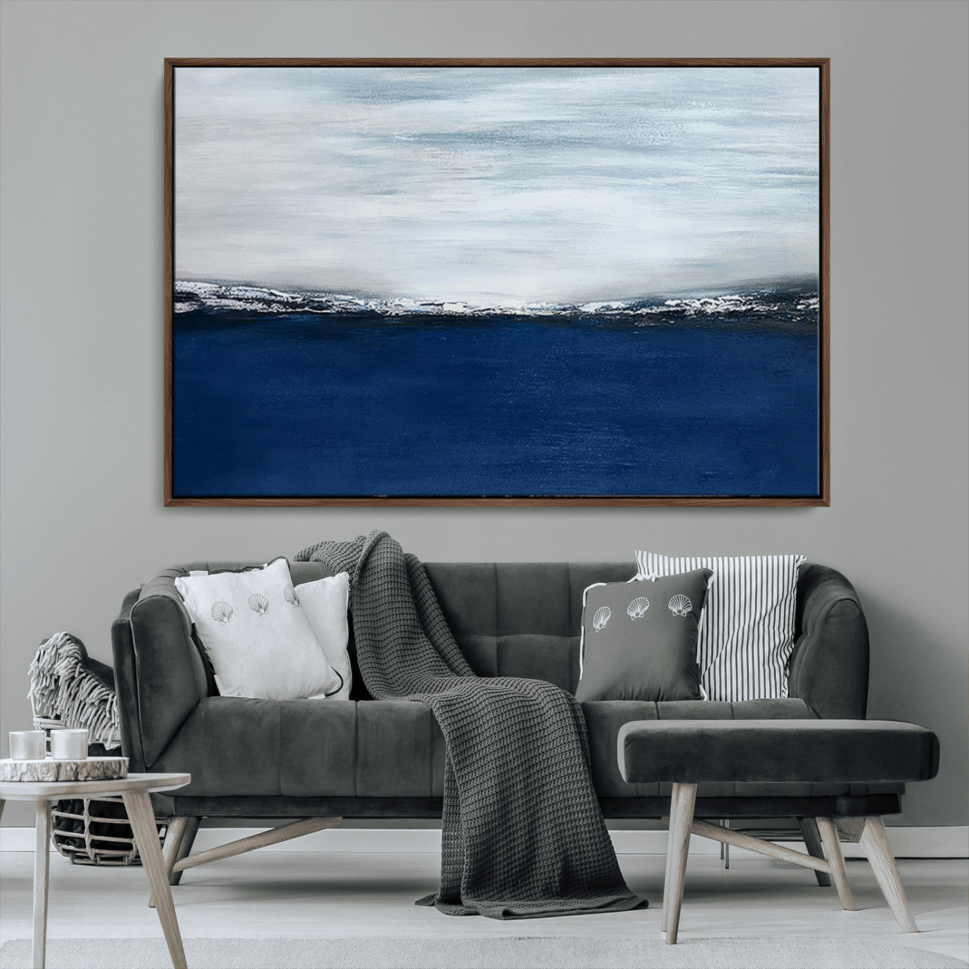MGV-FC-36X24 - Navy Blue Abstract Wall Art Canvas Print