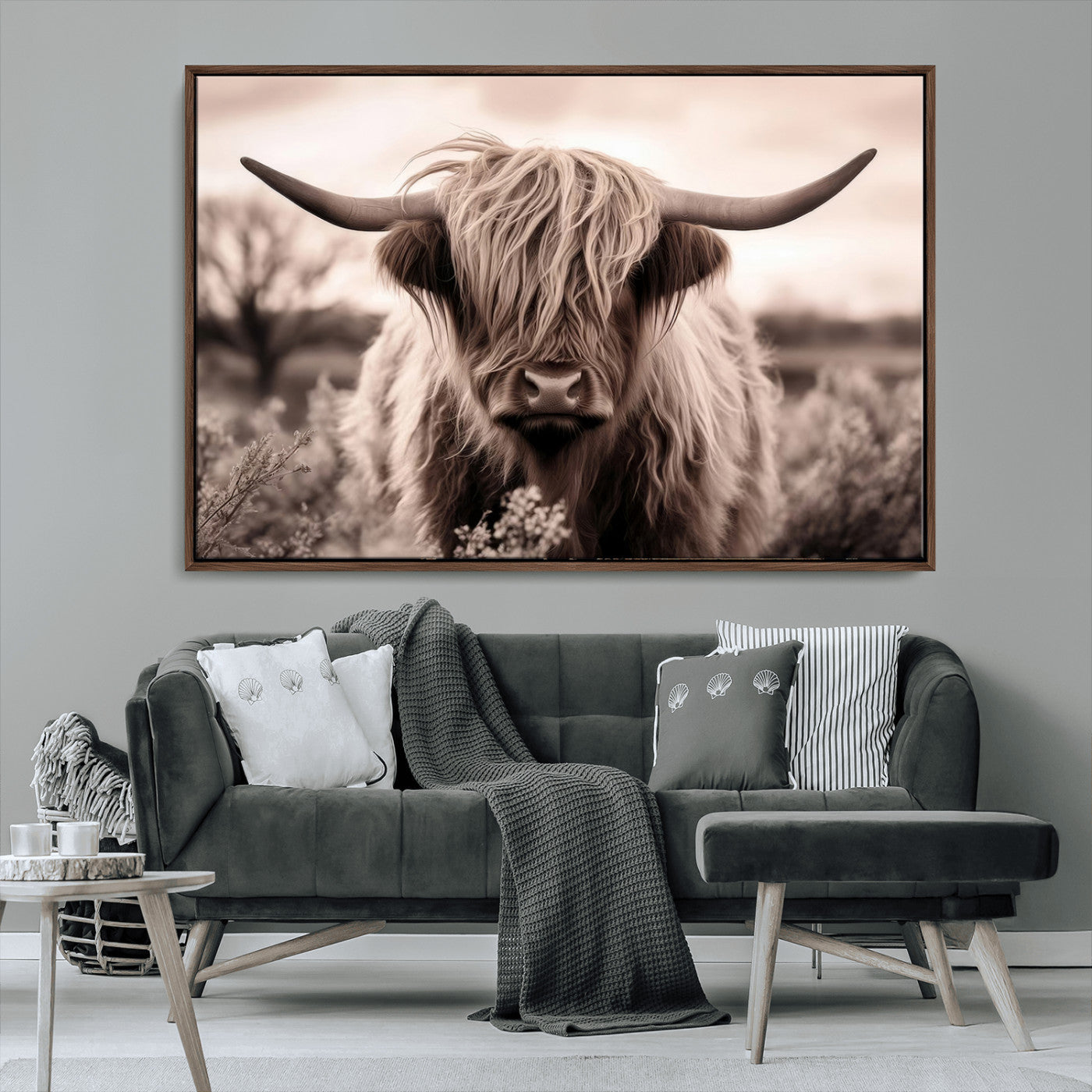 MGV-FC-36X24 - Scottish Cow Longhorn Wall Art Canvas Print
